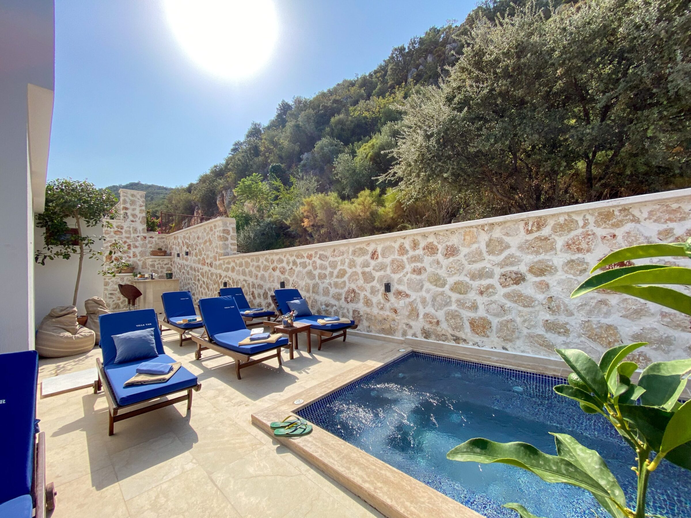 Sun loungers in Villa Yar, villas to rent in Kalkan, Turkey