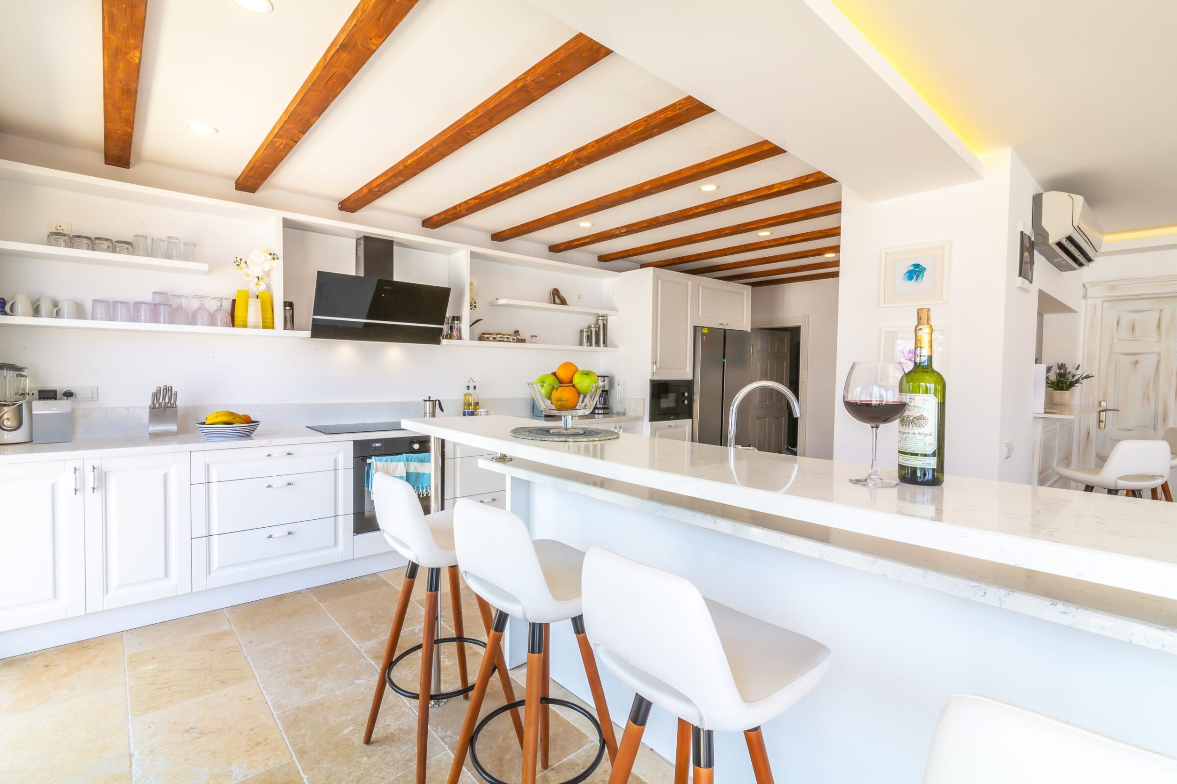 Spacious kitchen and breakfast bar in Villa Yar, villas to rent in Kalkan, Turkey