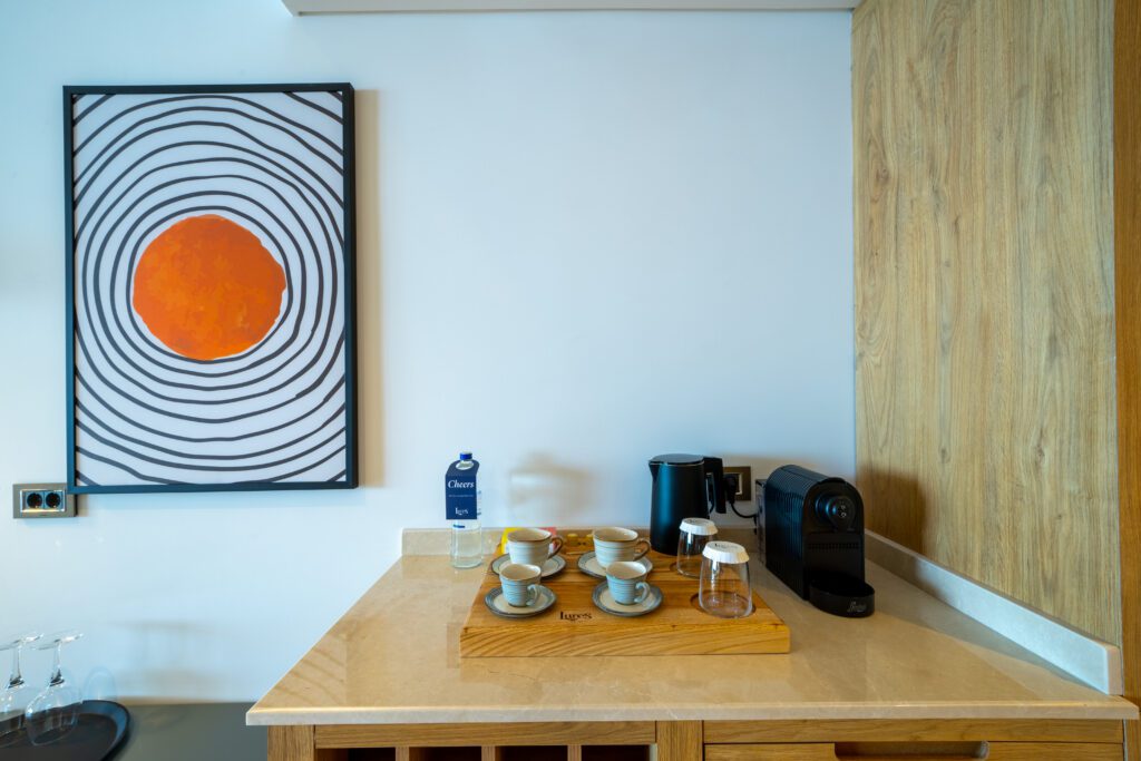 Coffee machine in Lures Hotel Deluxe Oda, holidays in Kalkan, Turkey