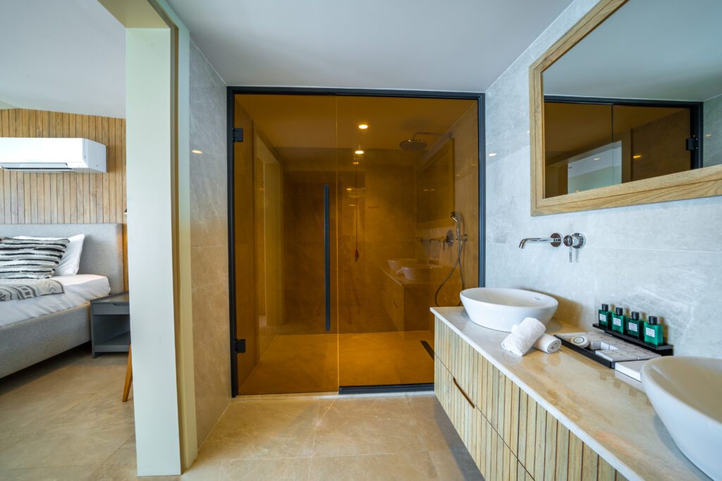 Large bathroom in Lures Hotel Junior Suite, holidays in Kalkan, Turkey