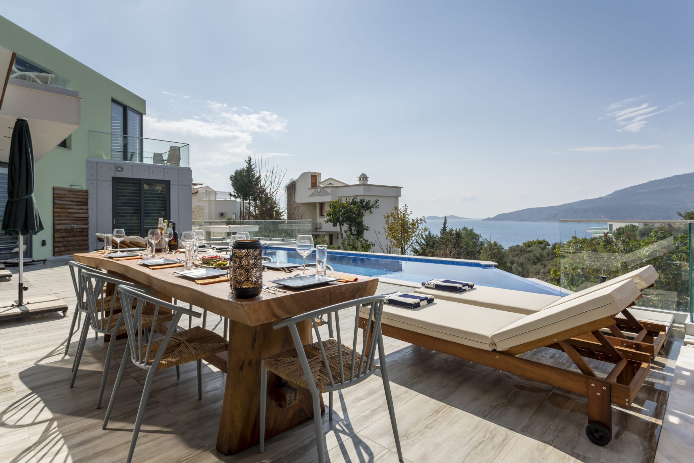 Outdoor dining area at Villa Poyraz, villa holidays in Kalkan, Turkey
