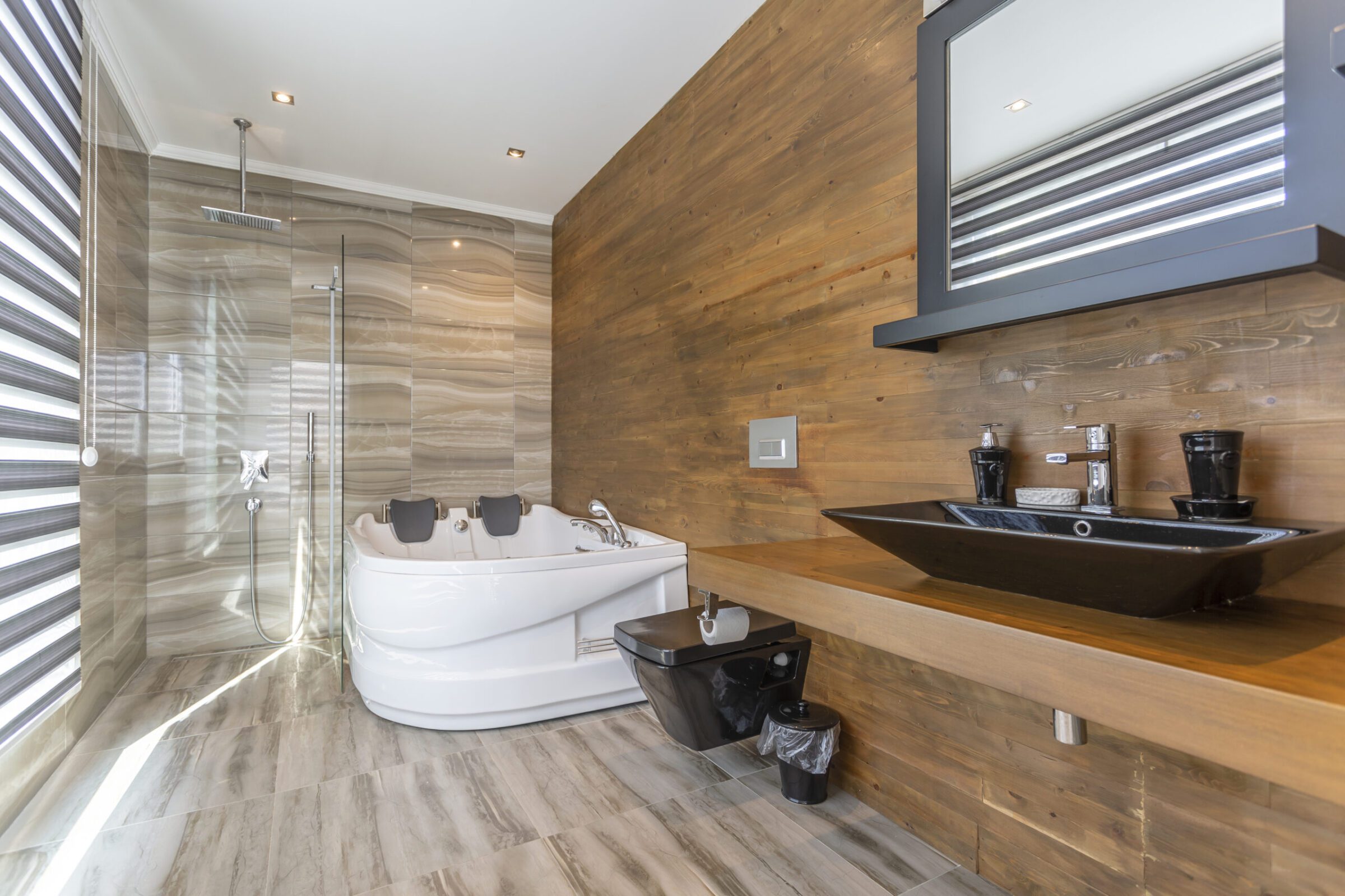 Luxurious bathroom in Villa Poyraz, villa holidays in Kalkan, Turkey