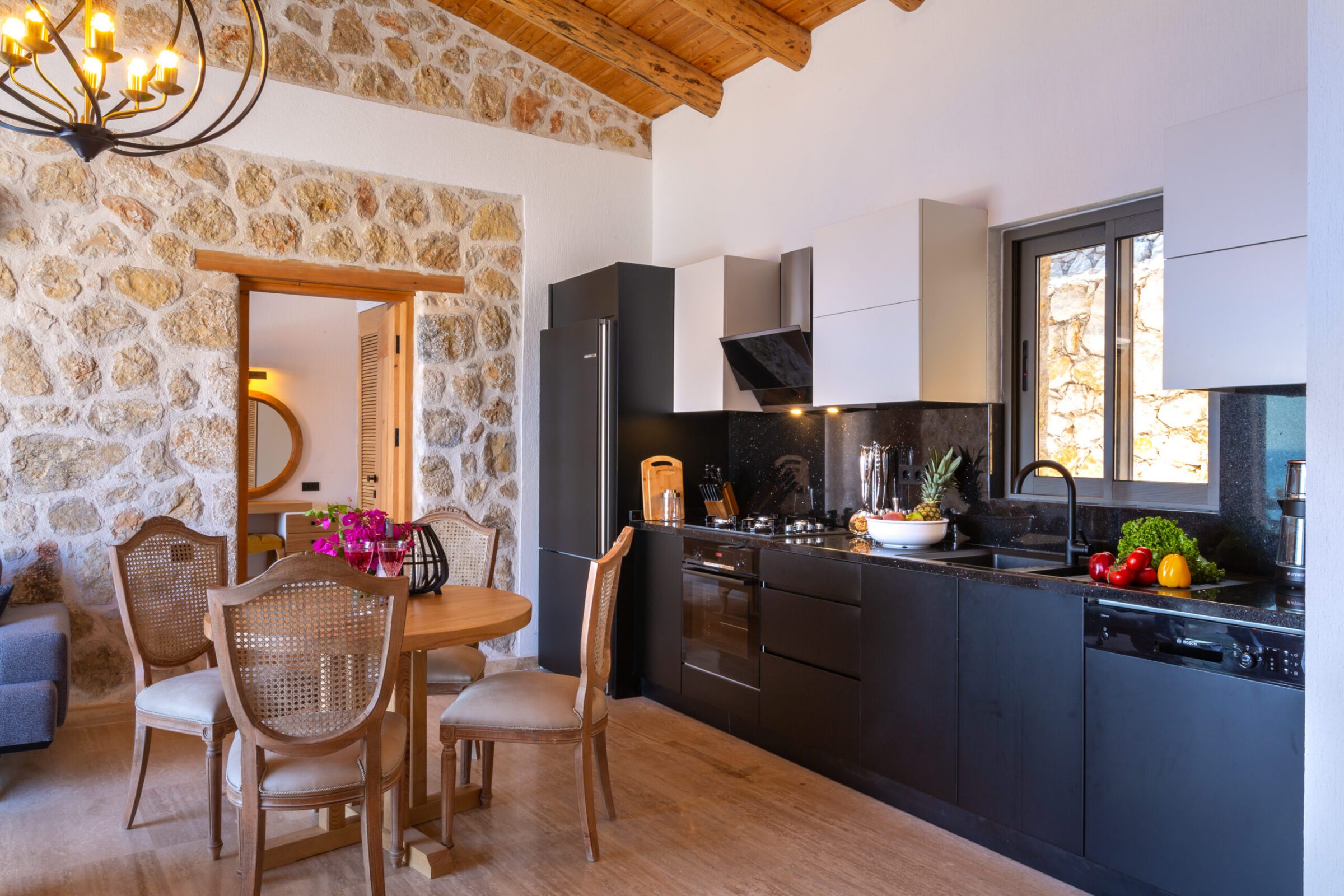 Kitchen and dining room in Villa Water Edge 3, villa holidays in Kalkan, Turkey