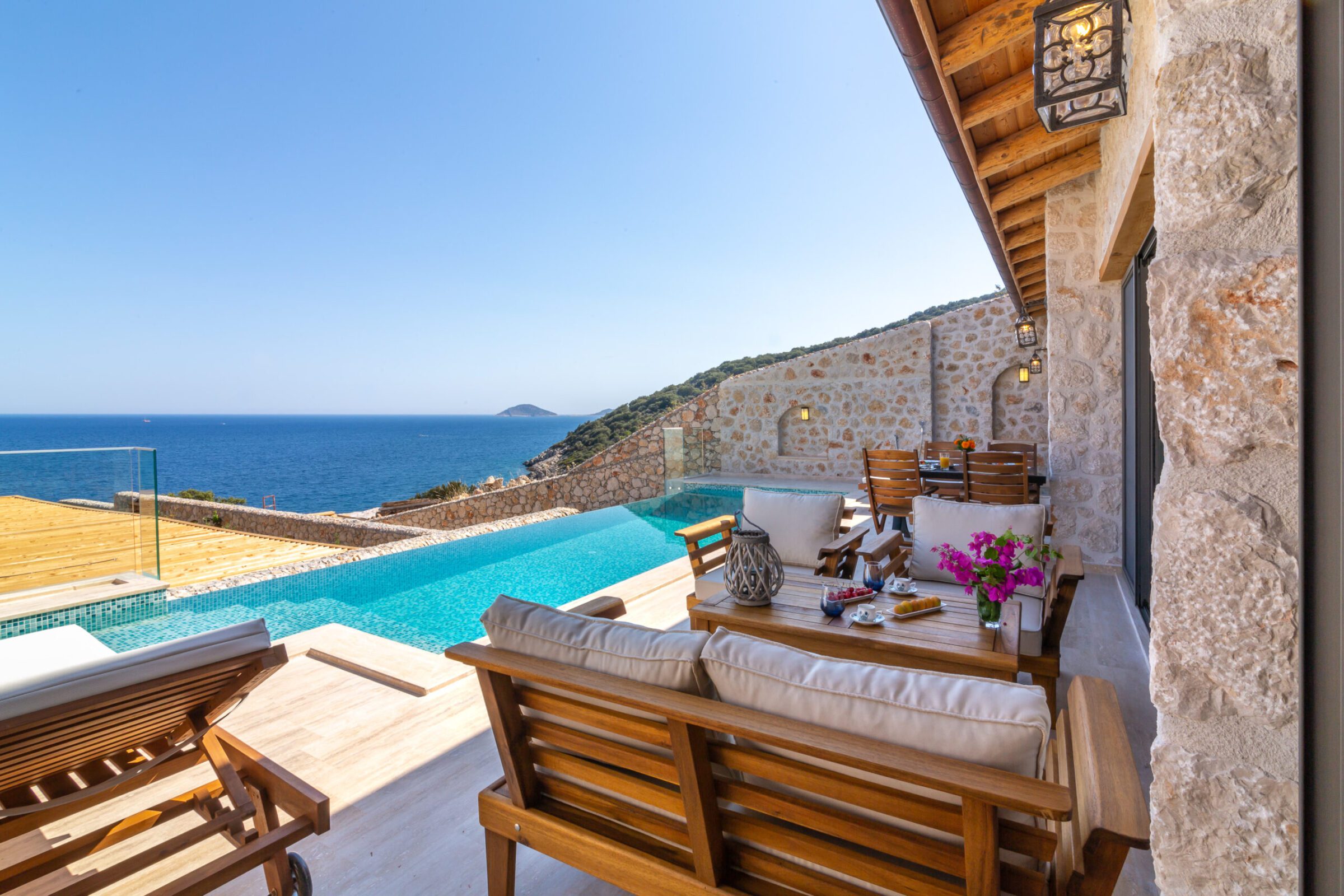 Outdoor seating area in Villa Water's Edge 3, villa holidays in Kalkan, Turkey