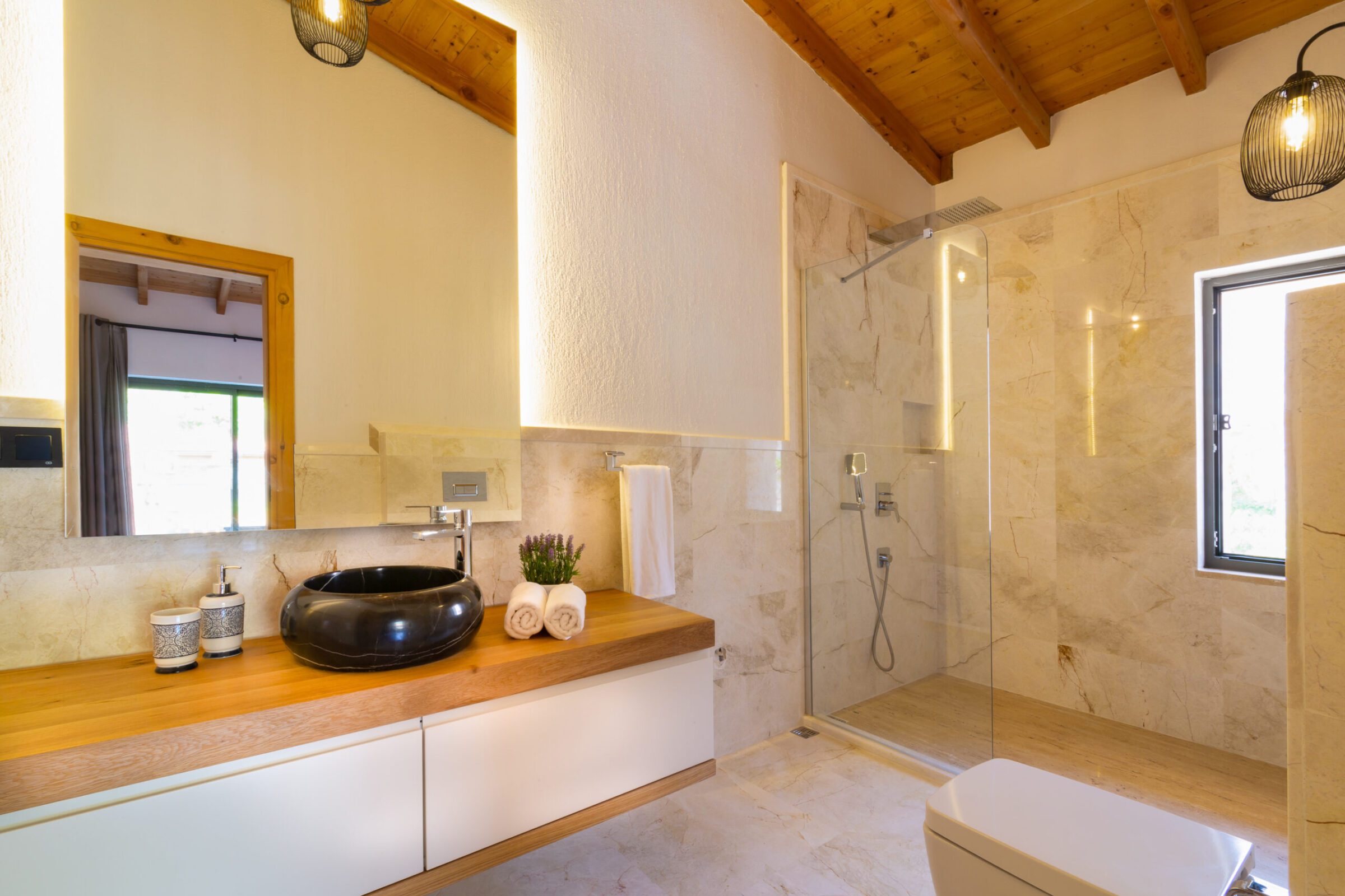 Spacious bathroom in Villa Water Edge 1, villas to rent in Kalkan, Turkey