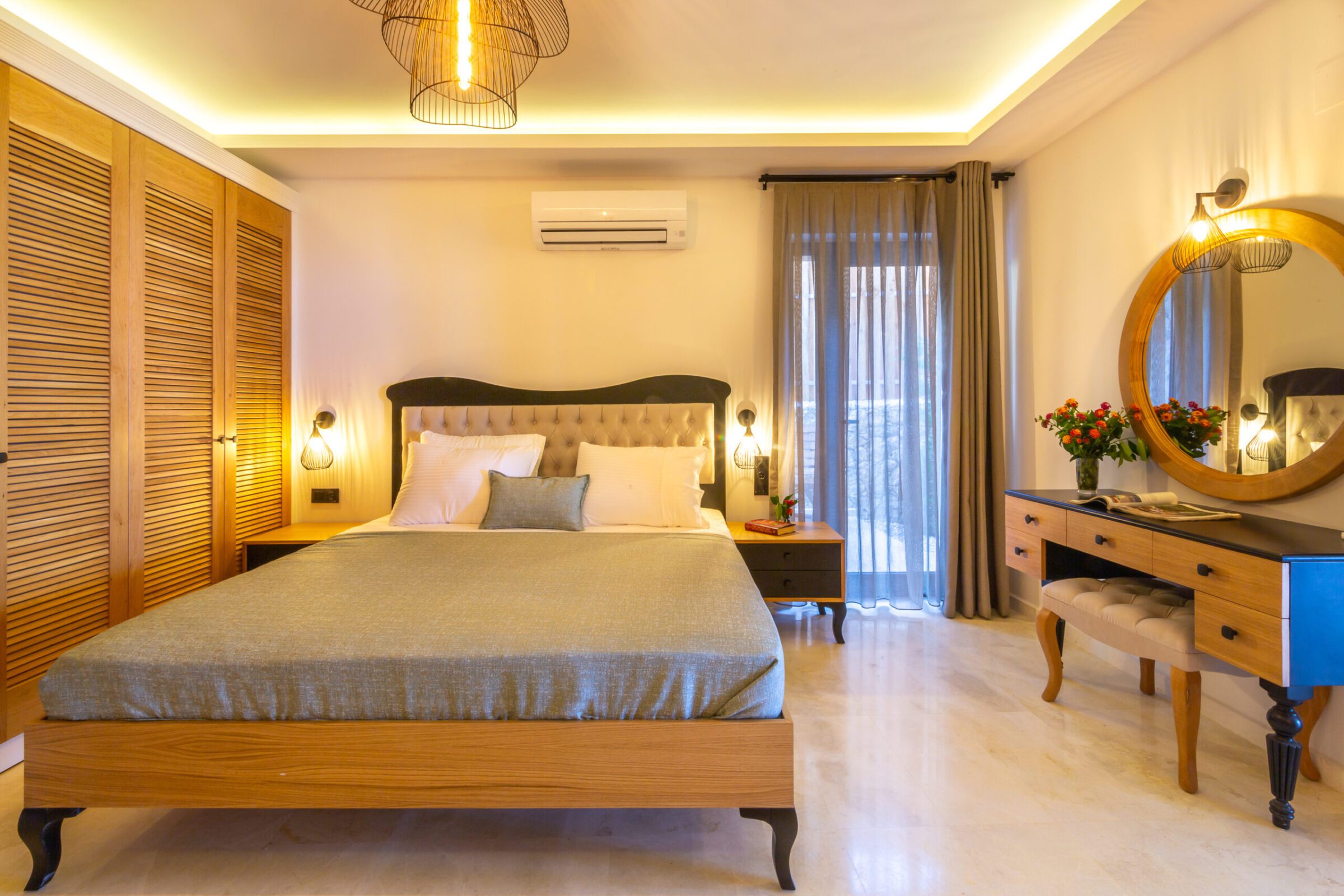 Double bedroom with garden access in Villa Water Edge 1, villas to rent in Kalkan, Turkey