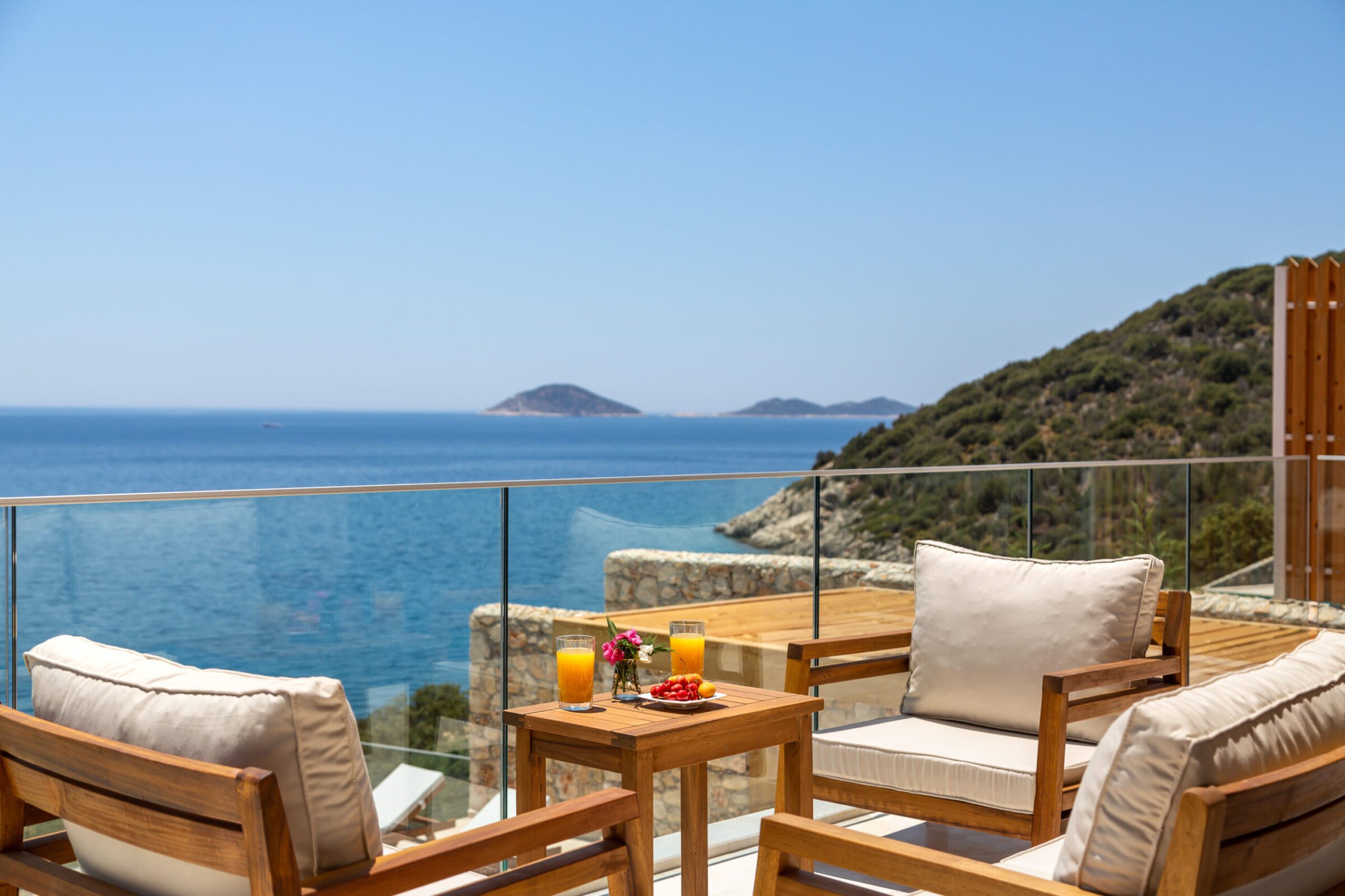Balcony seating area in Villa Water Edge 2, villas to rent in Kalkan, Turkey
