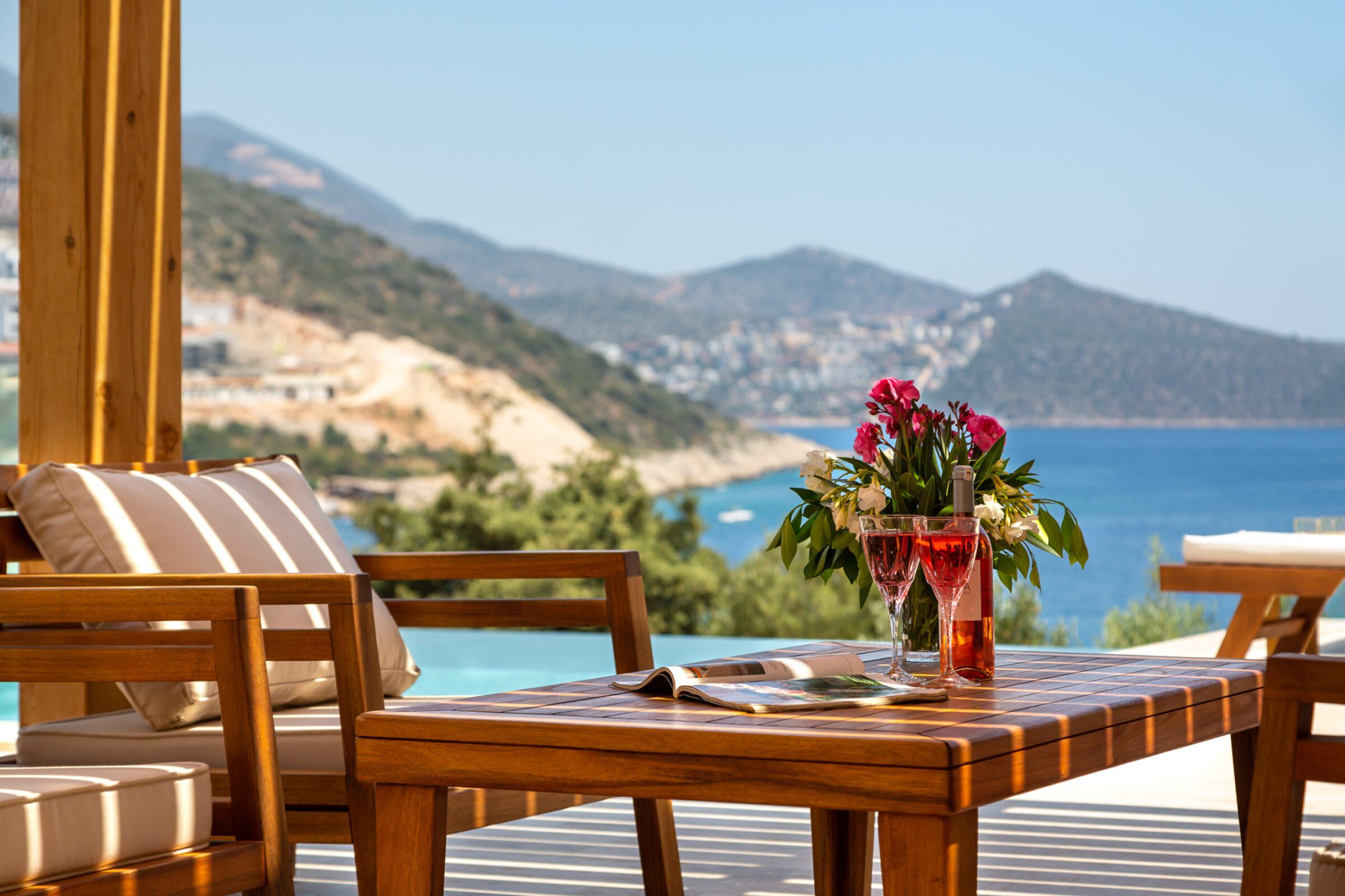 Outdoor seating area in Villa Water Edge 2, villas to rent in Kalkan, Turkey