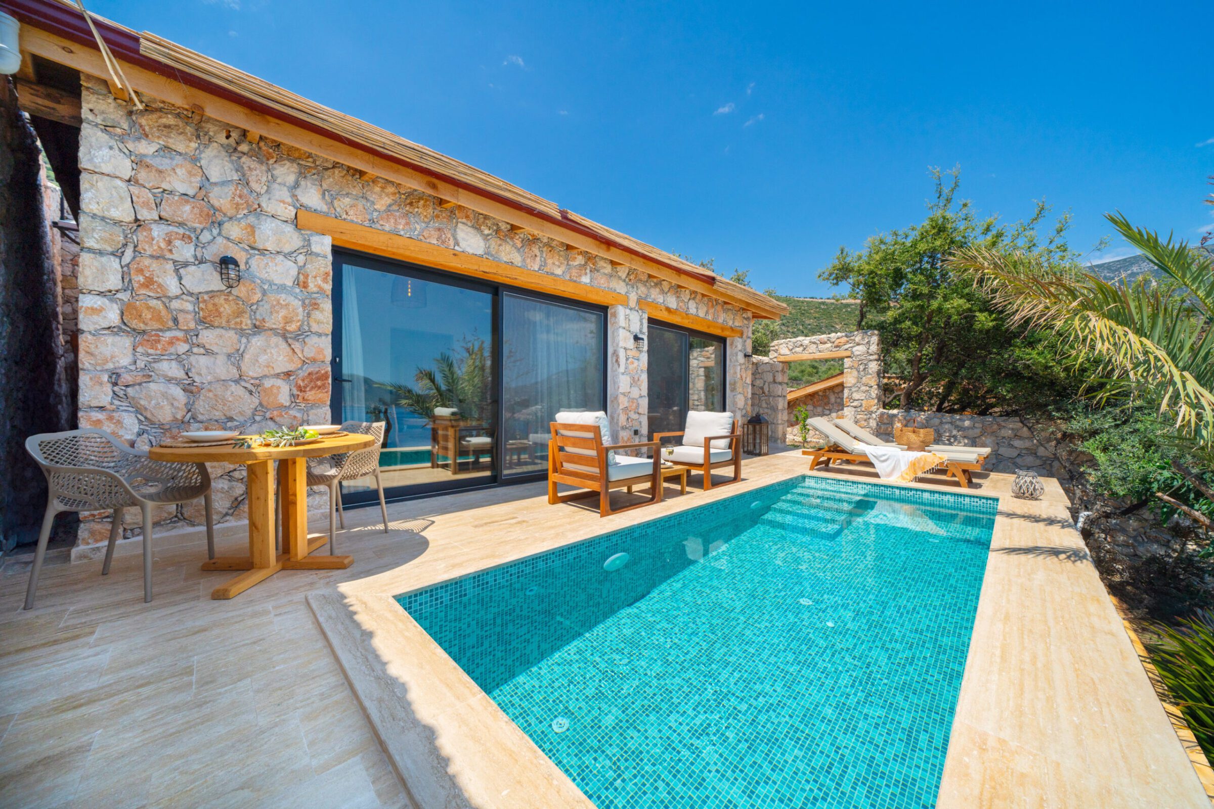 Outdoor pool in Villa Water's Edge 5, villas to rent in Kalkan, Turkey