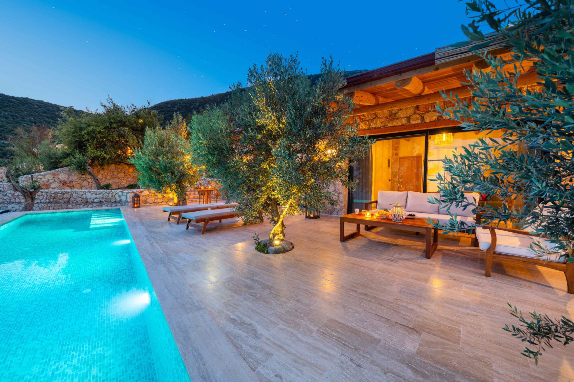 Outdoor pool in Villa Water Edge 4, villas to rent in Kalkan, Turkey