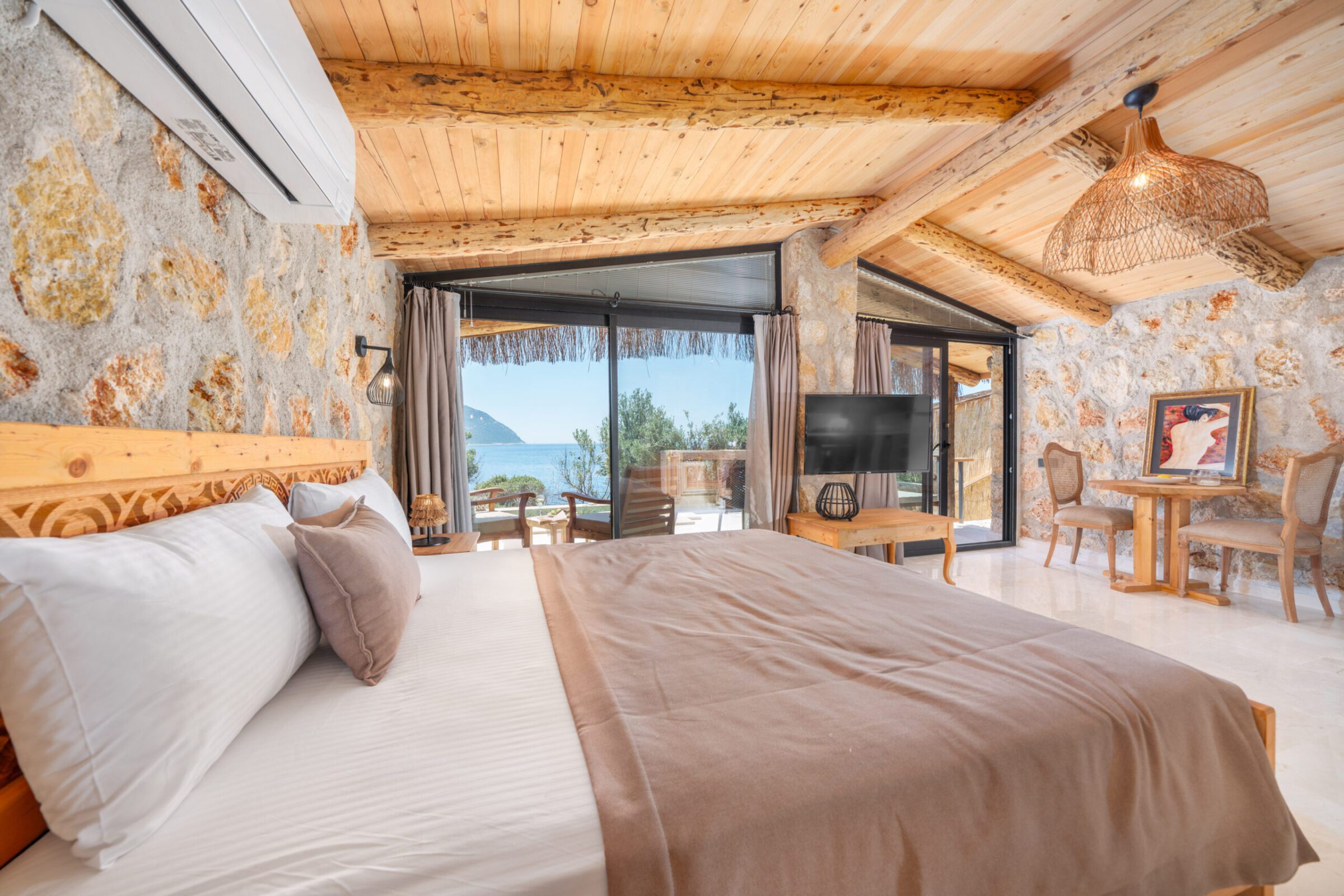 Double bedroom with garden access in Villa Water Edge 6, villas to rent in Kalkan, Turkey