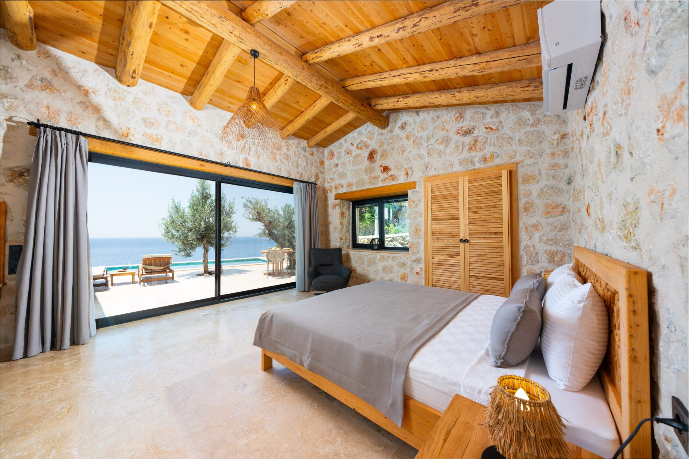 Double bedroom with garden access in Villa Water Edge 4, villas to rent in Kalkan, Turkey