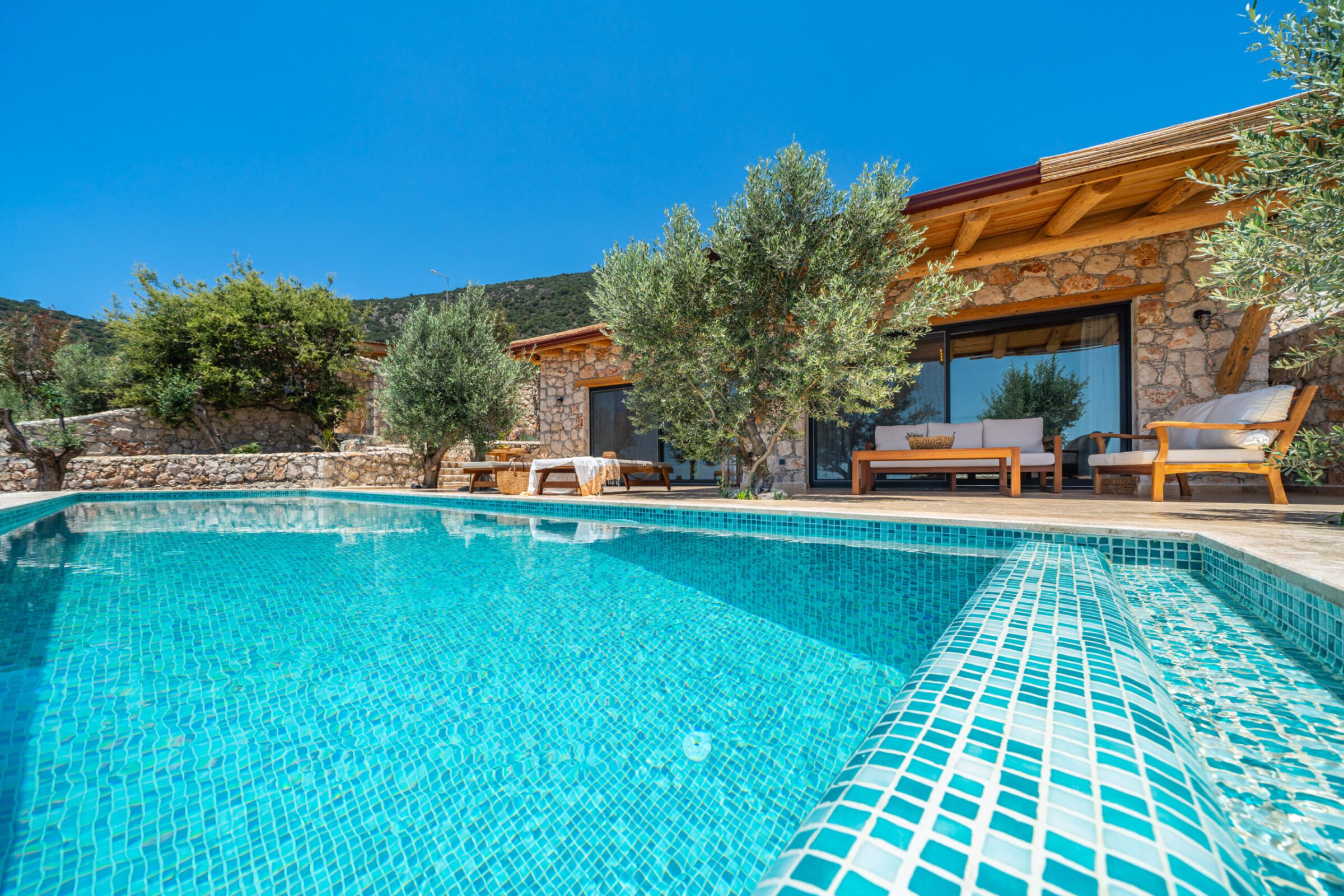 Outdoor pool at Villa Water Edge 4, villas to rent in Kalkan, Turkey
