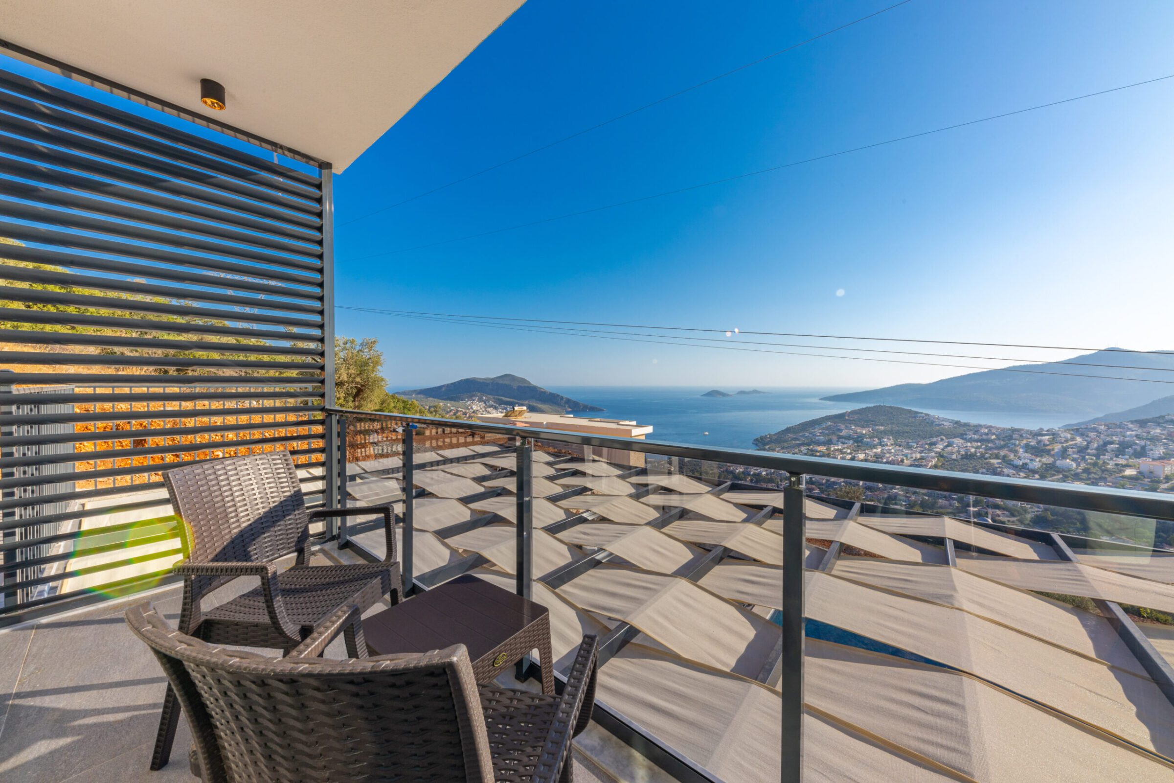 Balcony seating at Villa Royal Falcon, villas to rent in Kalkan, Turkey