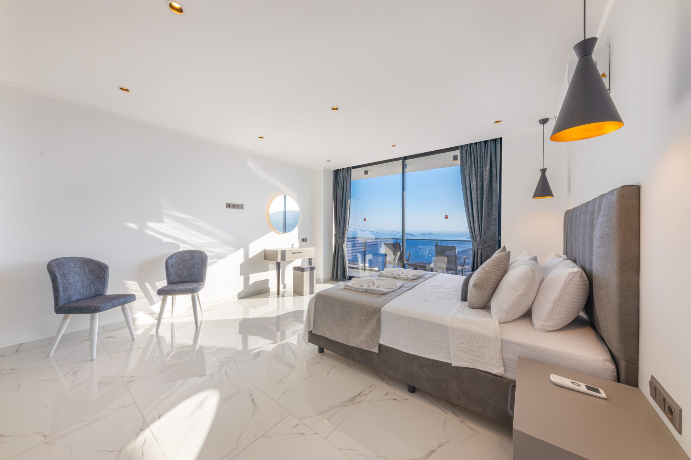 Double bedroom with balcony in Villa Royal Falcon, villas to rent in Kalkan, Turkey