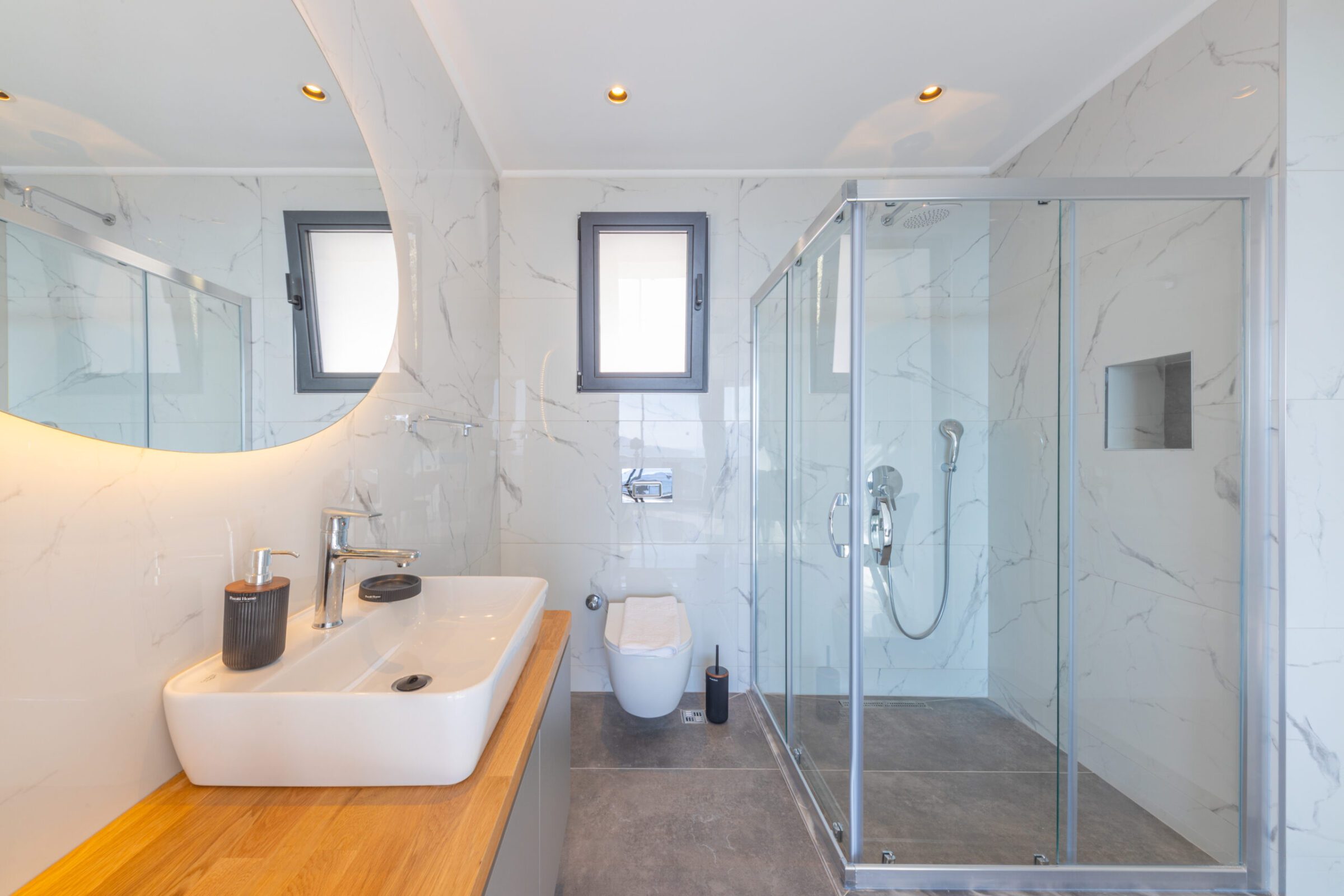 En suite bathroom with large shower in Villa Royal Falcon, villas to rent in Kalkan, Turkey