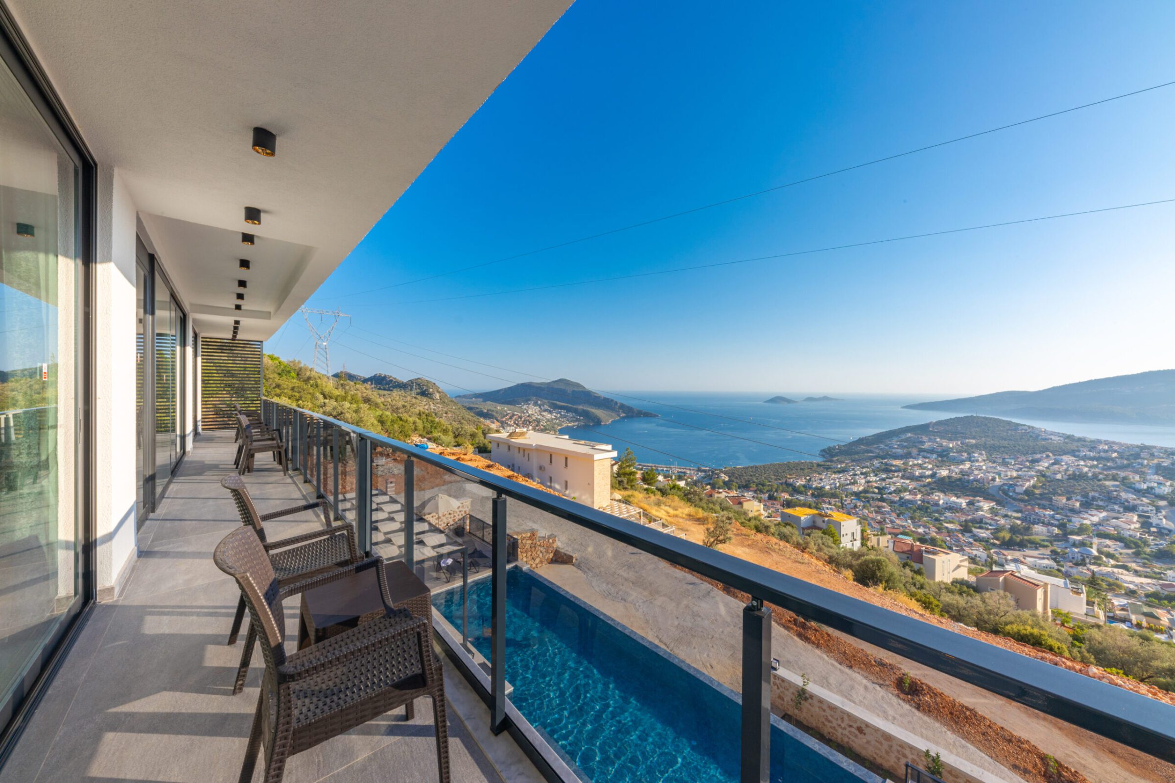 Balcony view from Villa Royal Falcon, villas to rent in Kalkan, Turkey