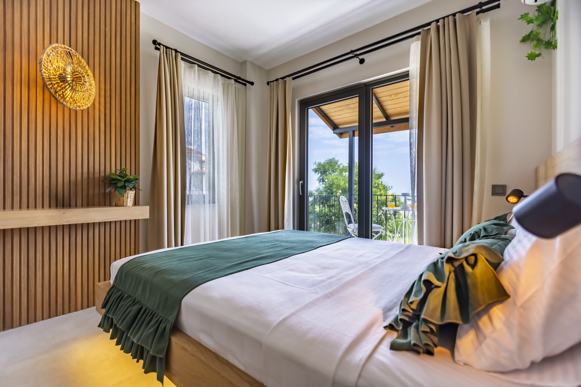 Double bedroom and balcony in Villa Verde, holiday villa to rent in Kalkan, Turkey