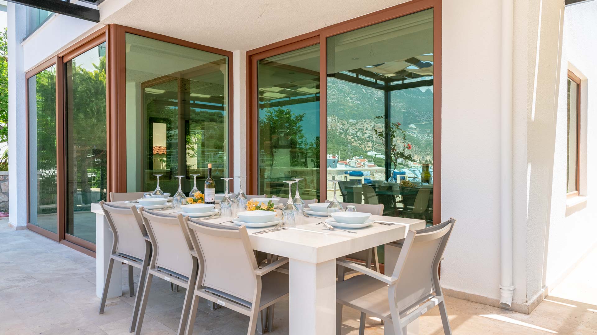 Outdoor dining area in Villa Elia, villa holidays in Kalkan, Turkey