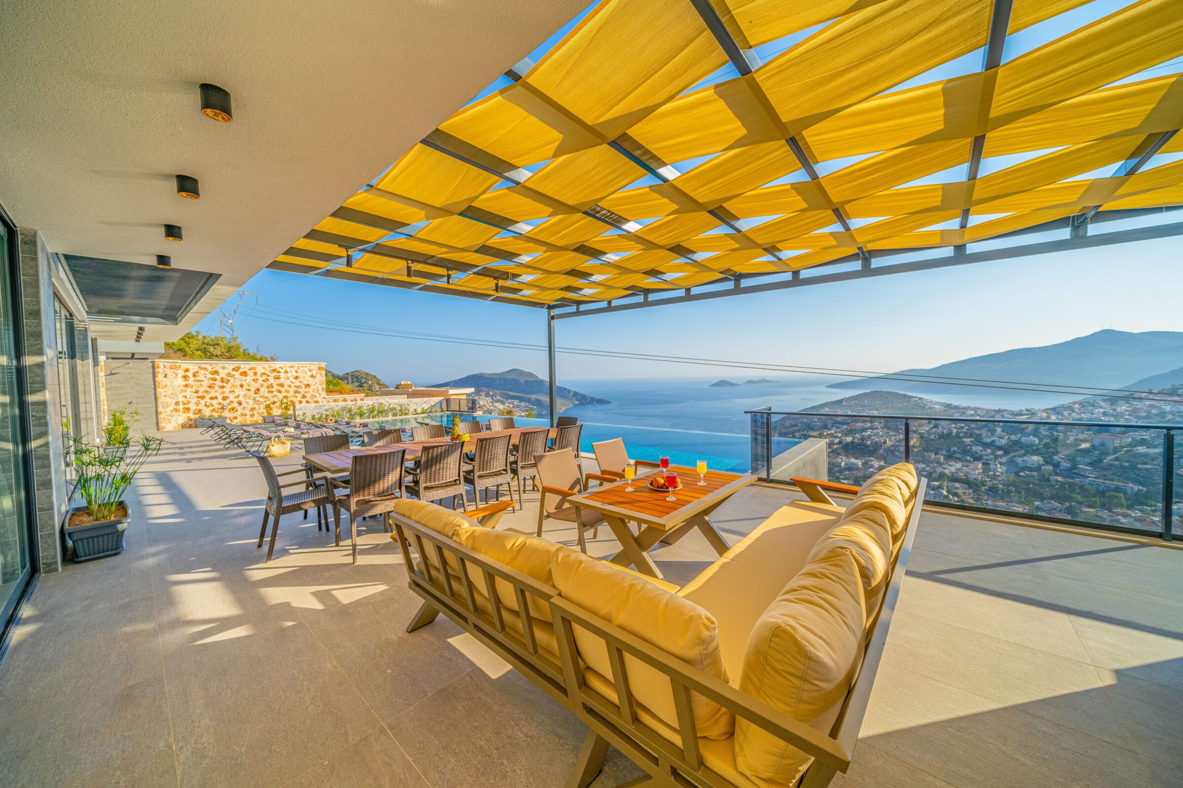 Outdoor seating at Villa Grey Falcon, villas to rent in kalkan, Turkey