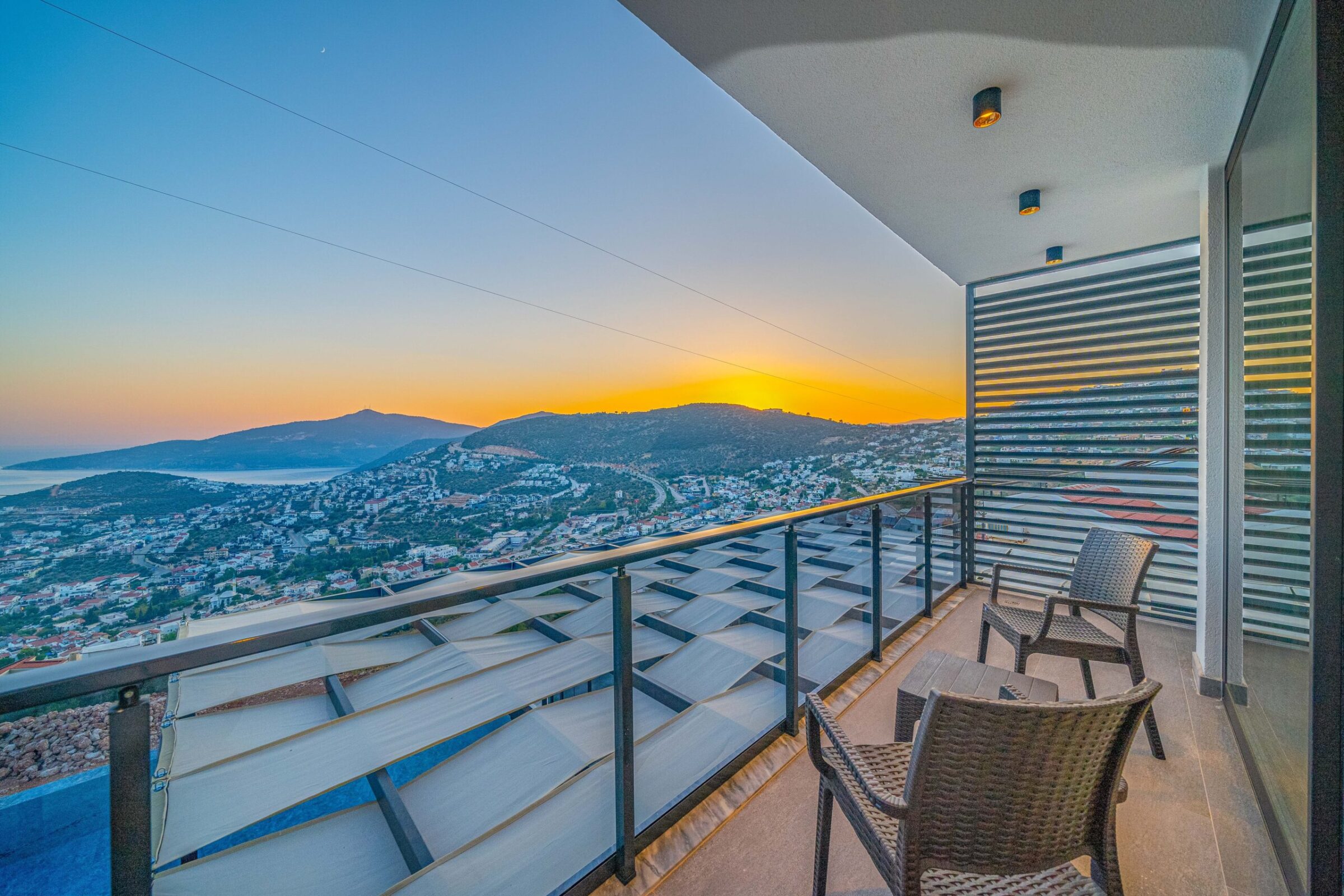Balcony seating at Villa Grey Falcon, villas to rent in kalkan, Turkey