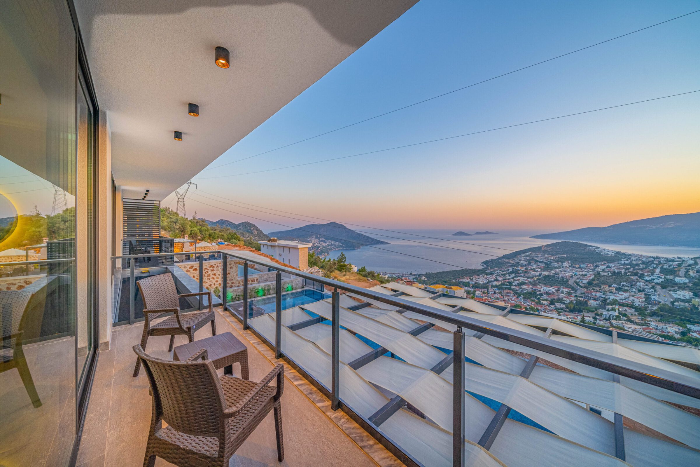 Balcony seating at Villa Grey Falcon, villas to rent in kalkan, Turkey