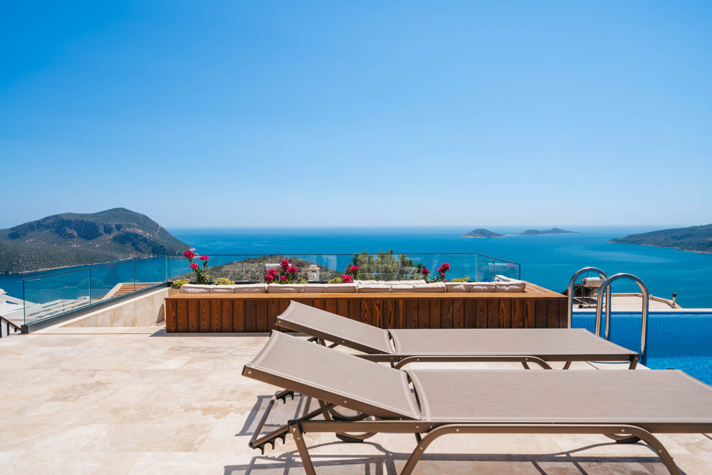 Sun loungers at Villa Anatolia 1, villas to rent in Kalkan, Turkey