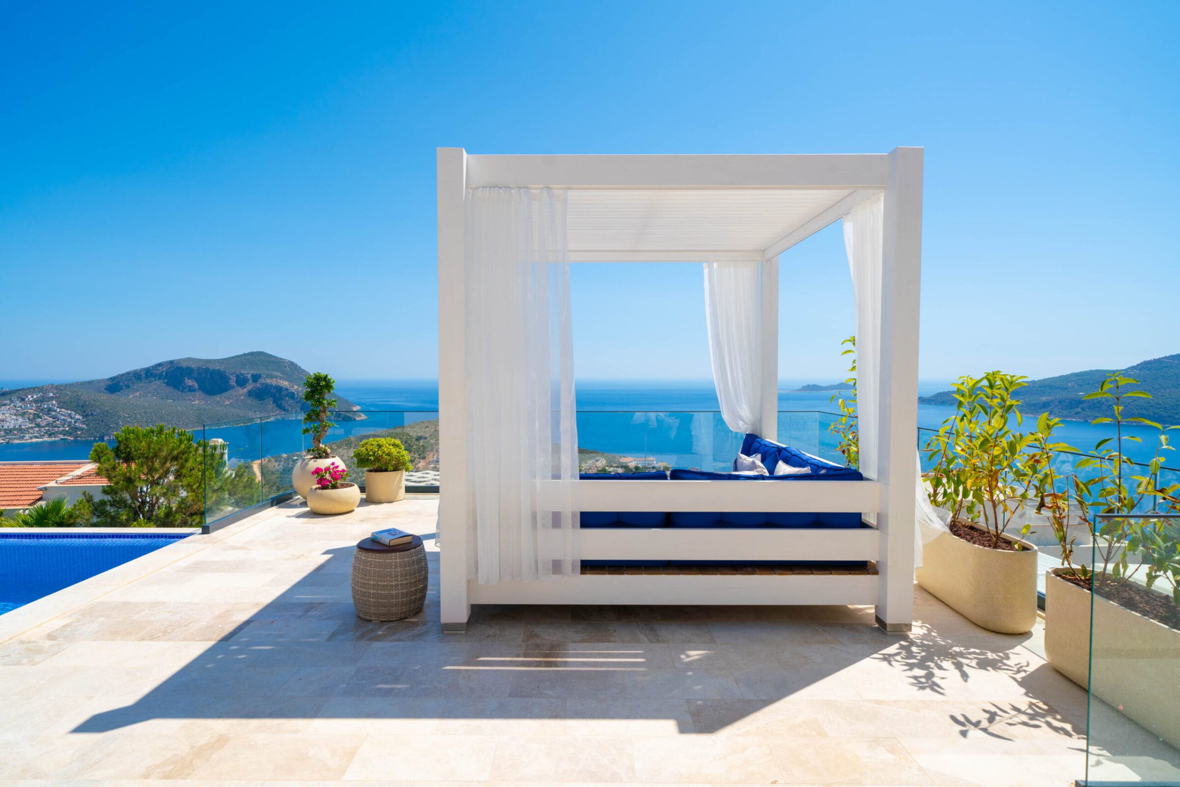 Sun beds at Villa Anatolia 1, villas to rent in Kalkan, Turkey