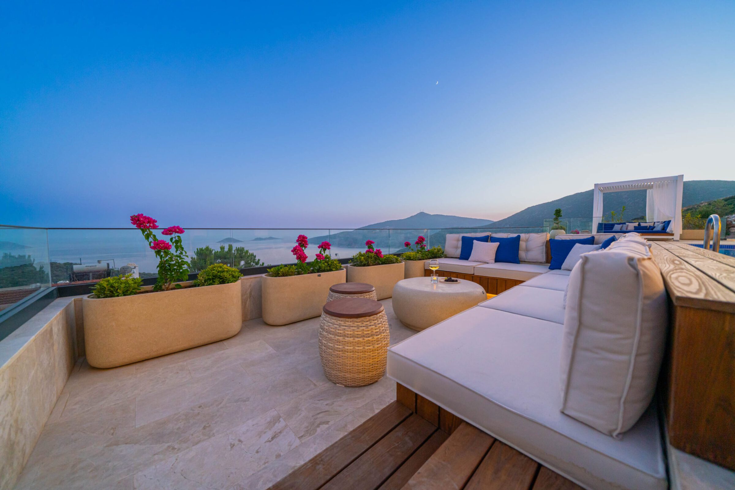 Balcony seating area in Villa Anatolia 1, villas to rent in Kalkan, Turkey