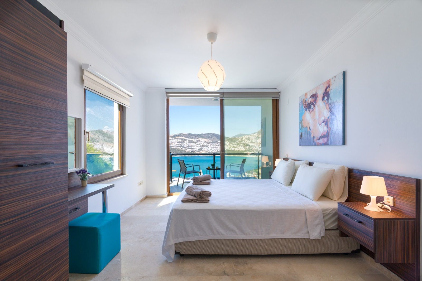 Double bedroom with balcony in Villa Elia, villa holidays in Kalkan, Turkey