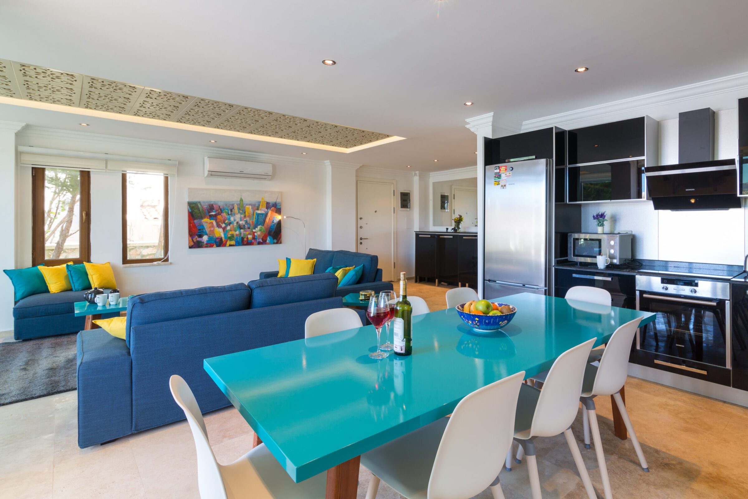Kitchen and dining table in Villa Elia, villa holidays in Kalkan, Turkey