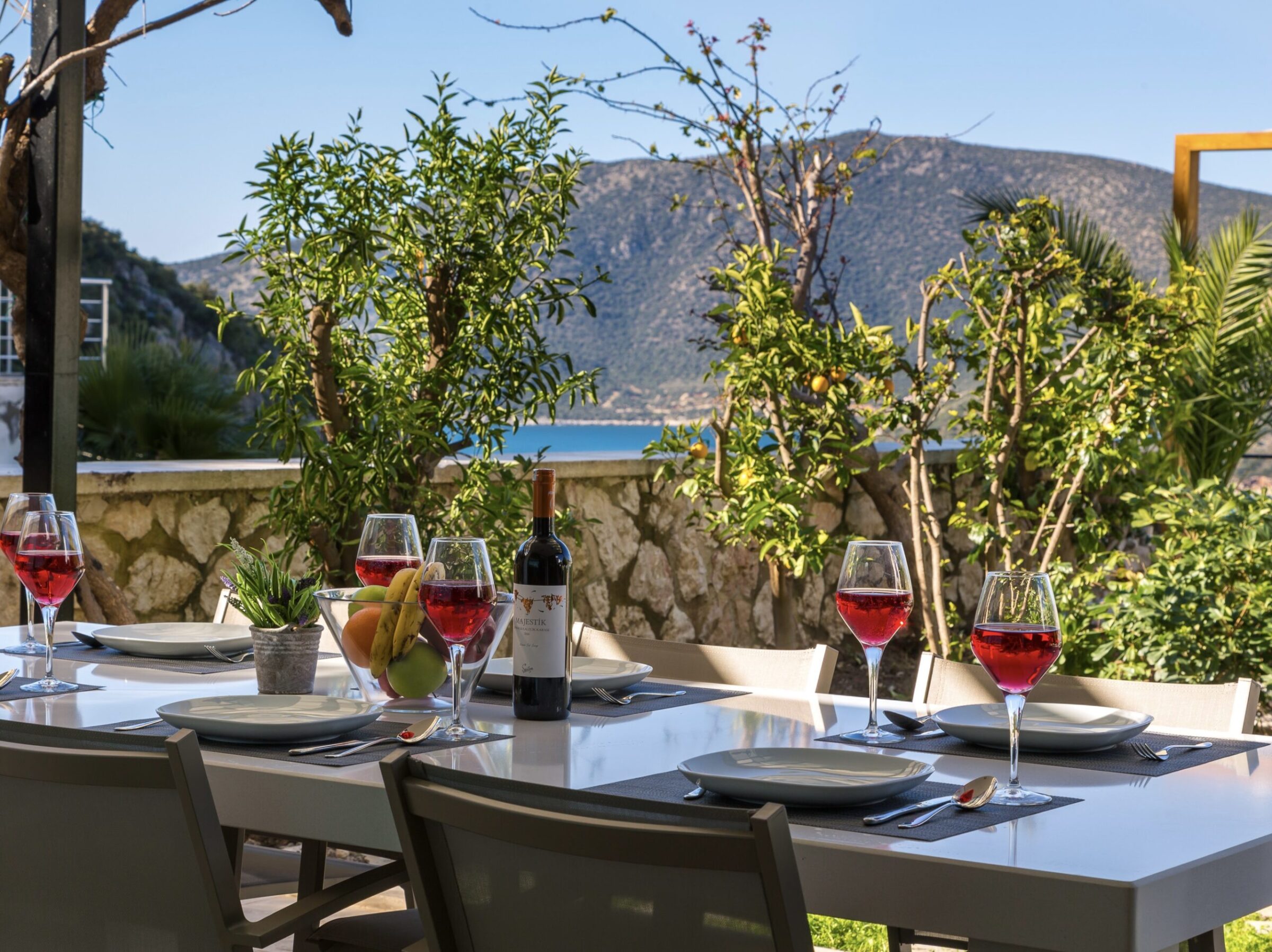 Outdoor dining table in Villa Elia, villa holidays in Kalkan, Turkey