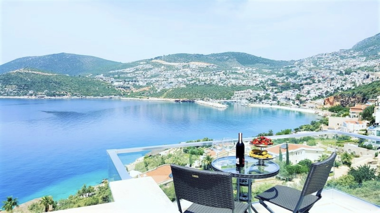 Balcony seating at Mahumet Salvarli Suites, villa holidays in Kalkan, Turkey