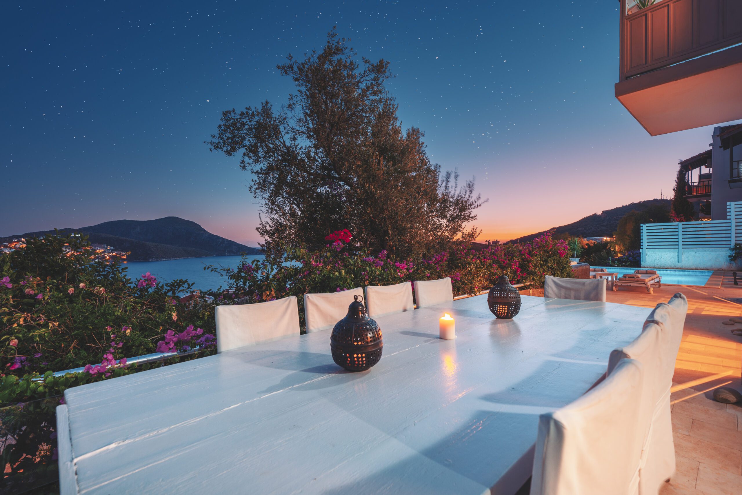 Outdoor dining area at Villa Serin Ev, holiday villas in Kalkan, Turkey