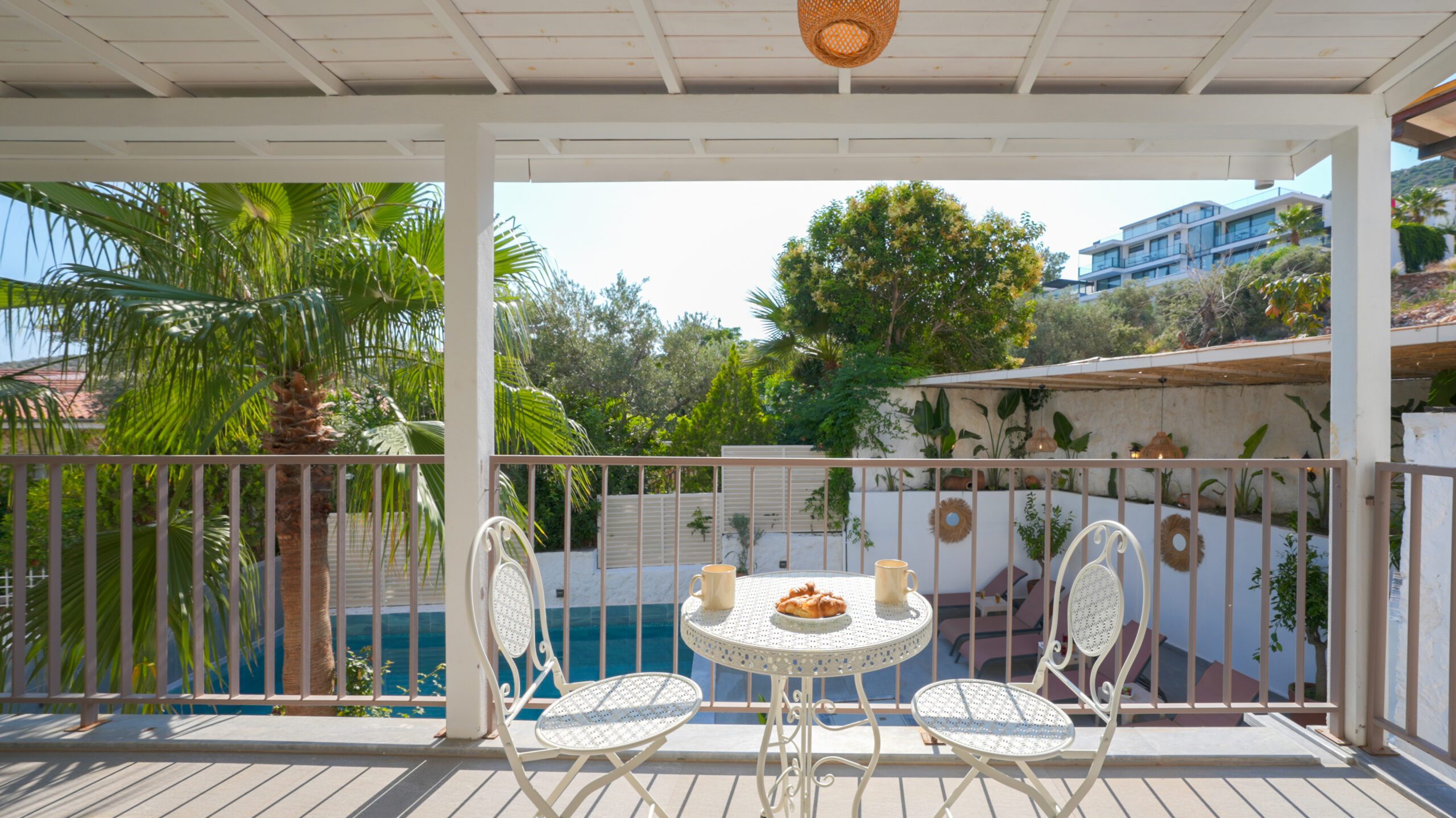 Balcony seating area in Villa Orange, villas to rent in Kalkan, Turkey