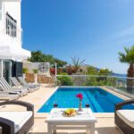 Outdoor pool and sun loungers in Villa Kevic, villas to rent in kalkan, Turkey
