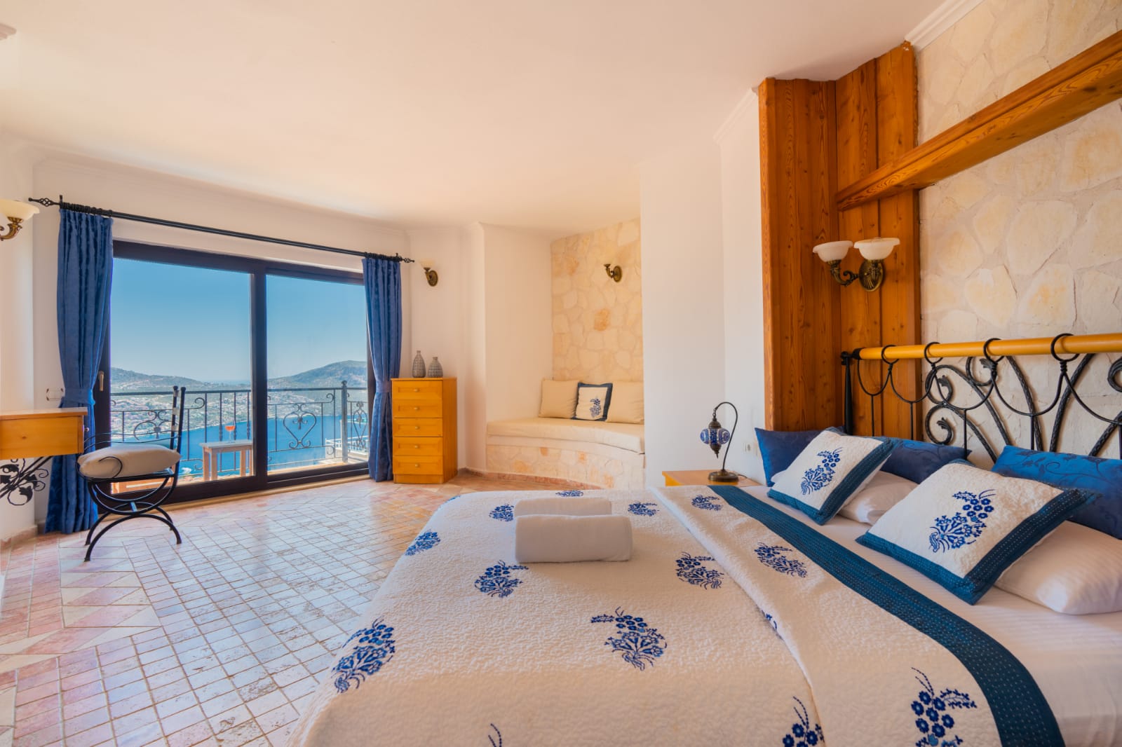 Double bedroom with balcony in Villa Salice, villa holidays in Kalkan, Turkey