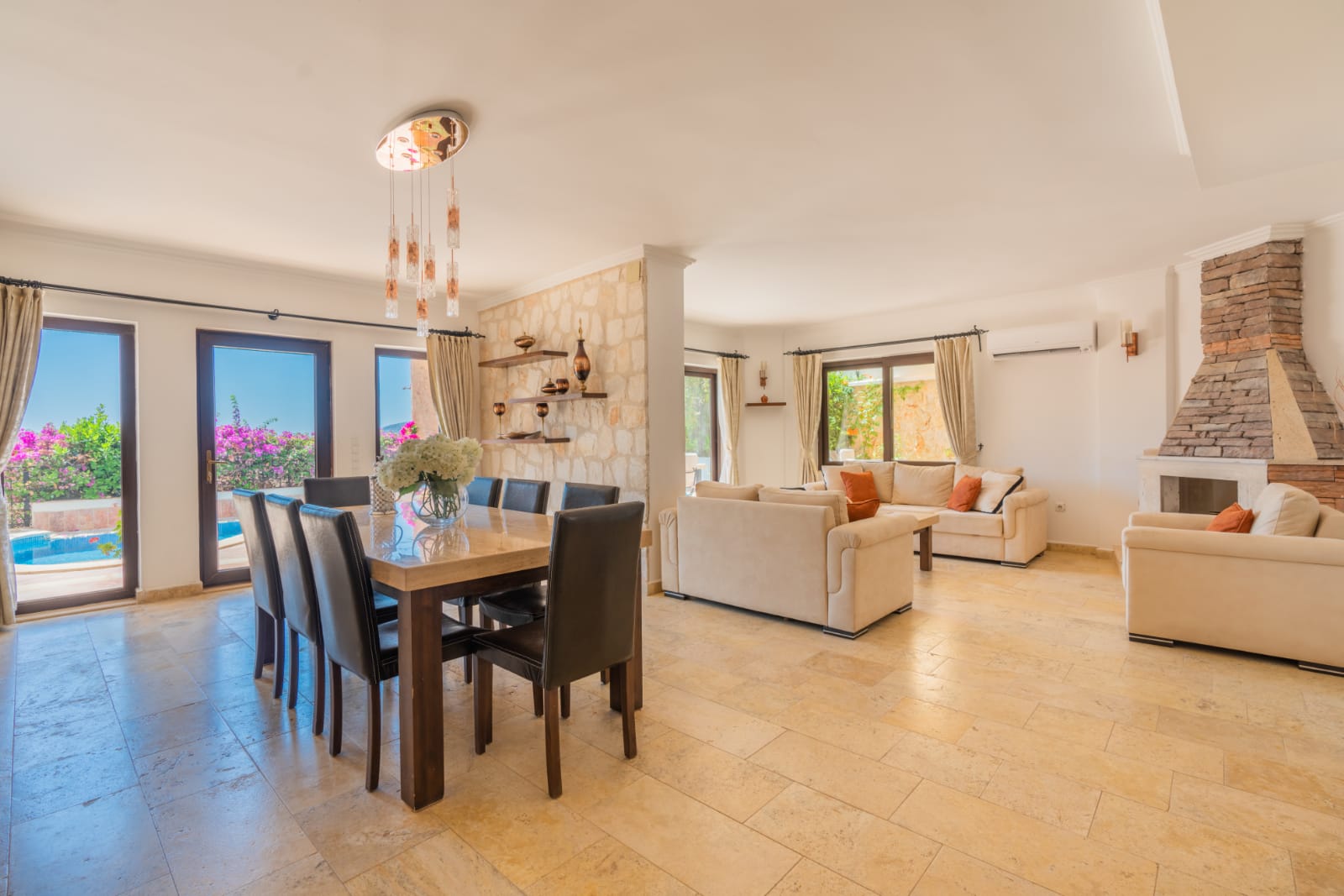Lounge and dining room in Villa Salice, villa holidays in Kalkan, Turkey