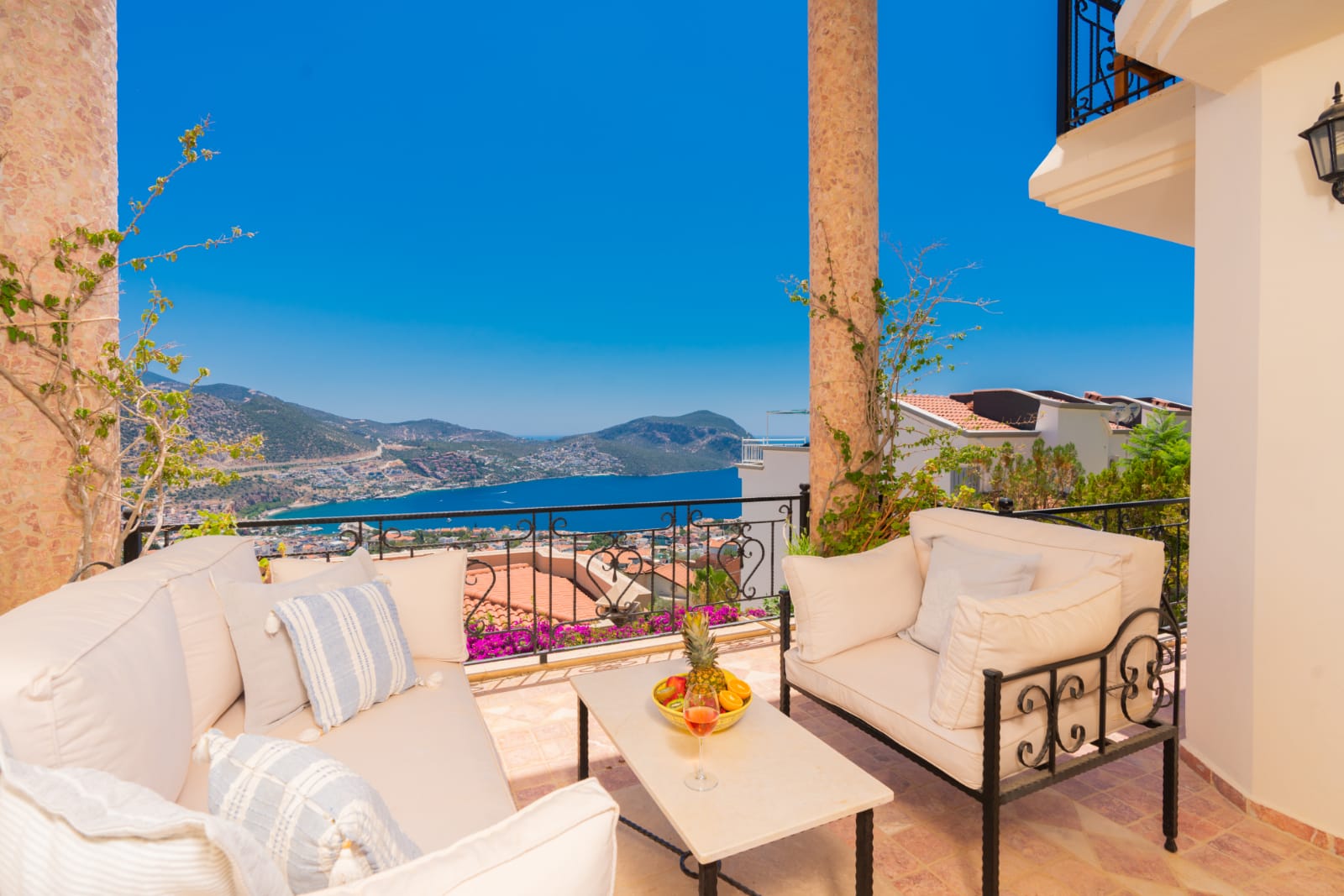 Balcony seating area at Villa Salice, villa holidays in Kalkan, Turkey