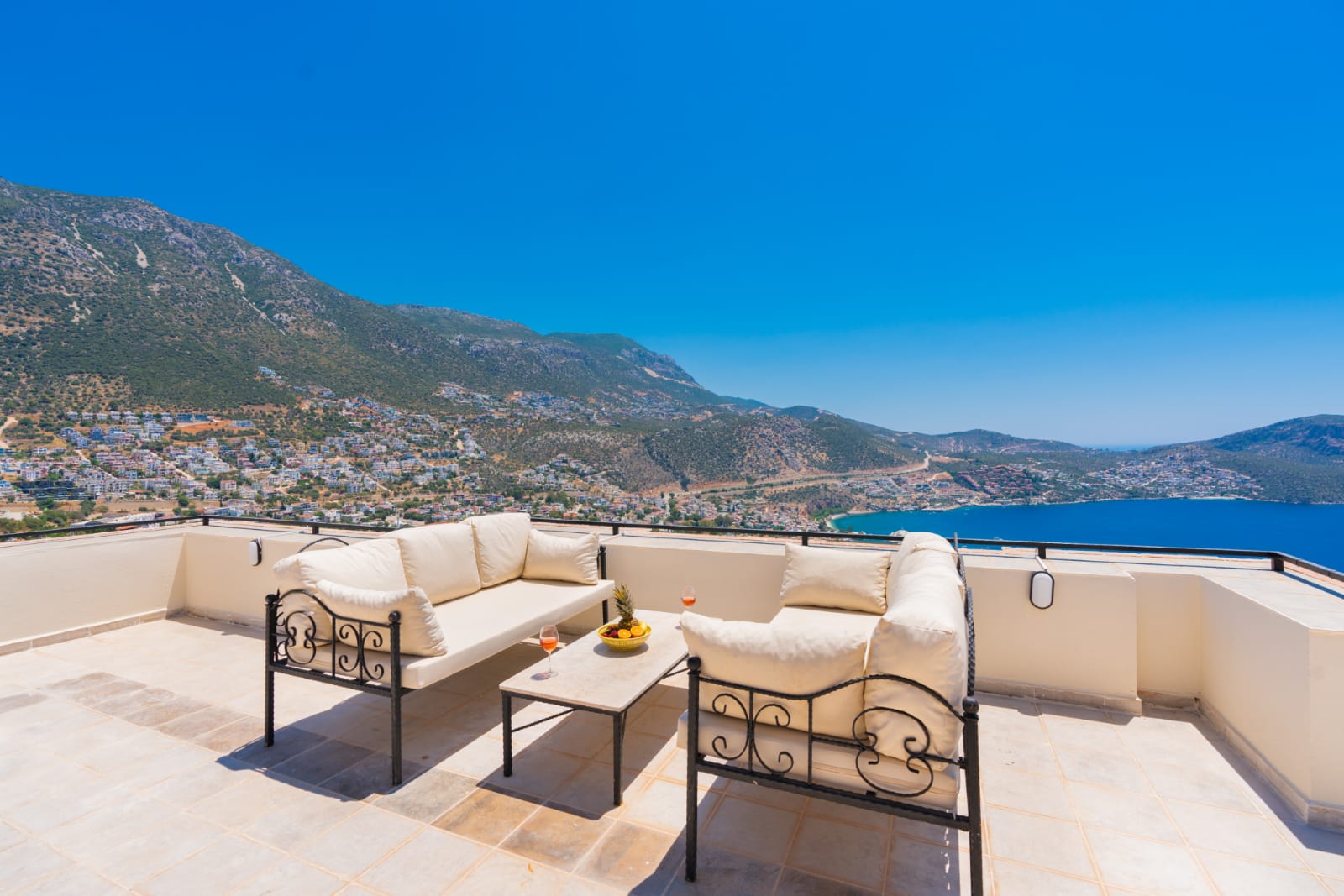 Balcony seating in Villa Salice, villa holidays in Kalkan, Turkey