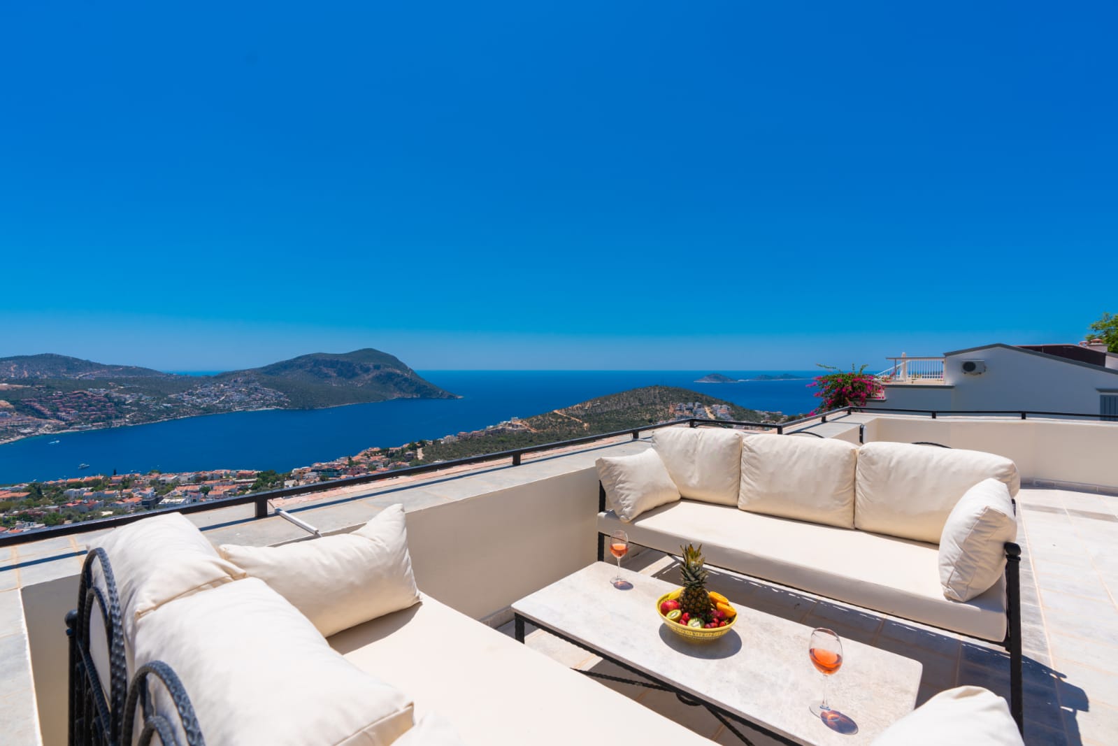 Balcony seating at Villa Salice, villa holidays in Kalkan, Turkey