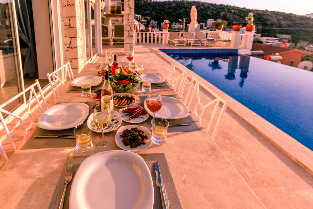 Outdoor dining area at Villa Ketchy, villas to rent in Kalkan, Turkey