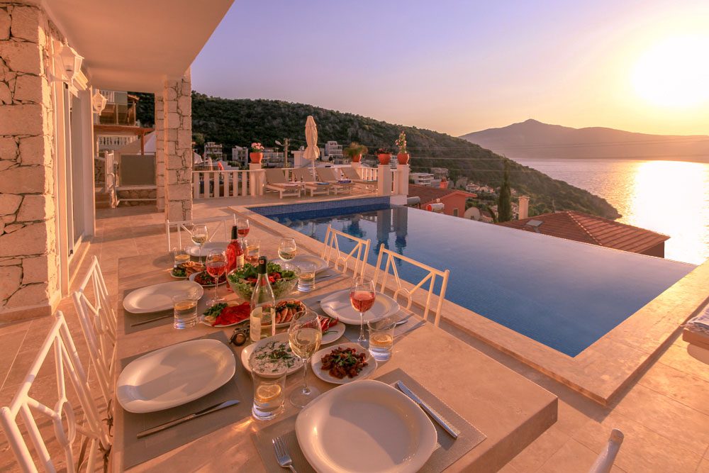 Outdoor dining area at Villa Ketchy, villas to rent in Kalkan, Turkey