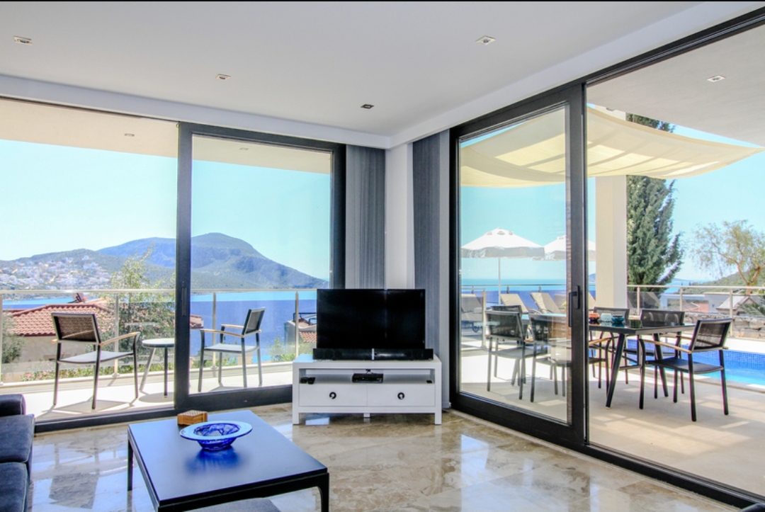 Lounge with garden access in Zenato Apartment, villas to rent in Kalkan, Turkey