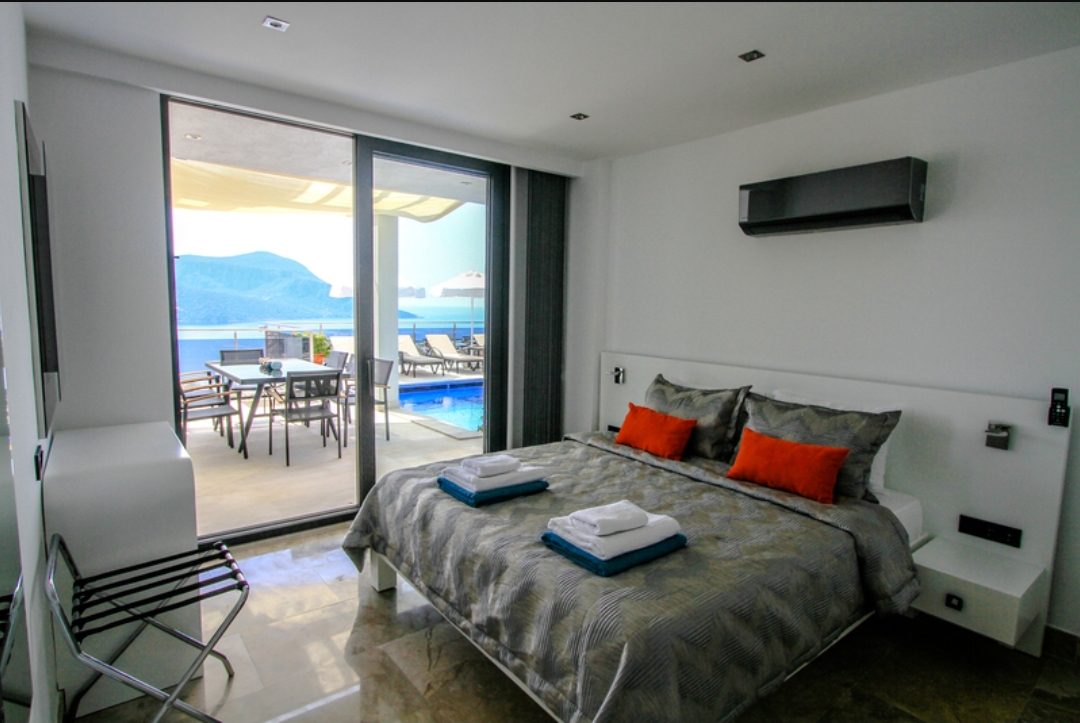 Double bedroom with garden access in Zenato Apartment, villas to rent in Kalkan, Turkey
