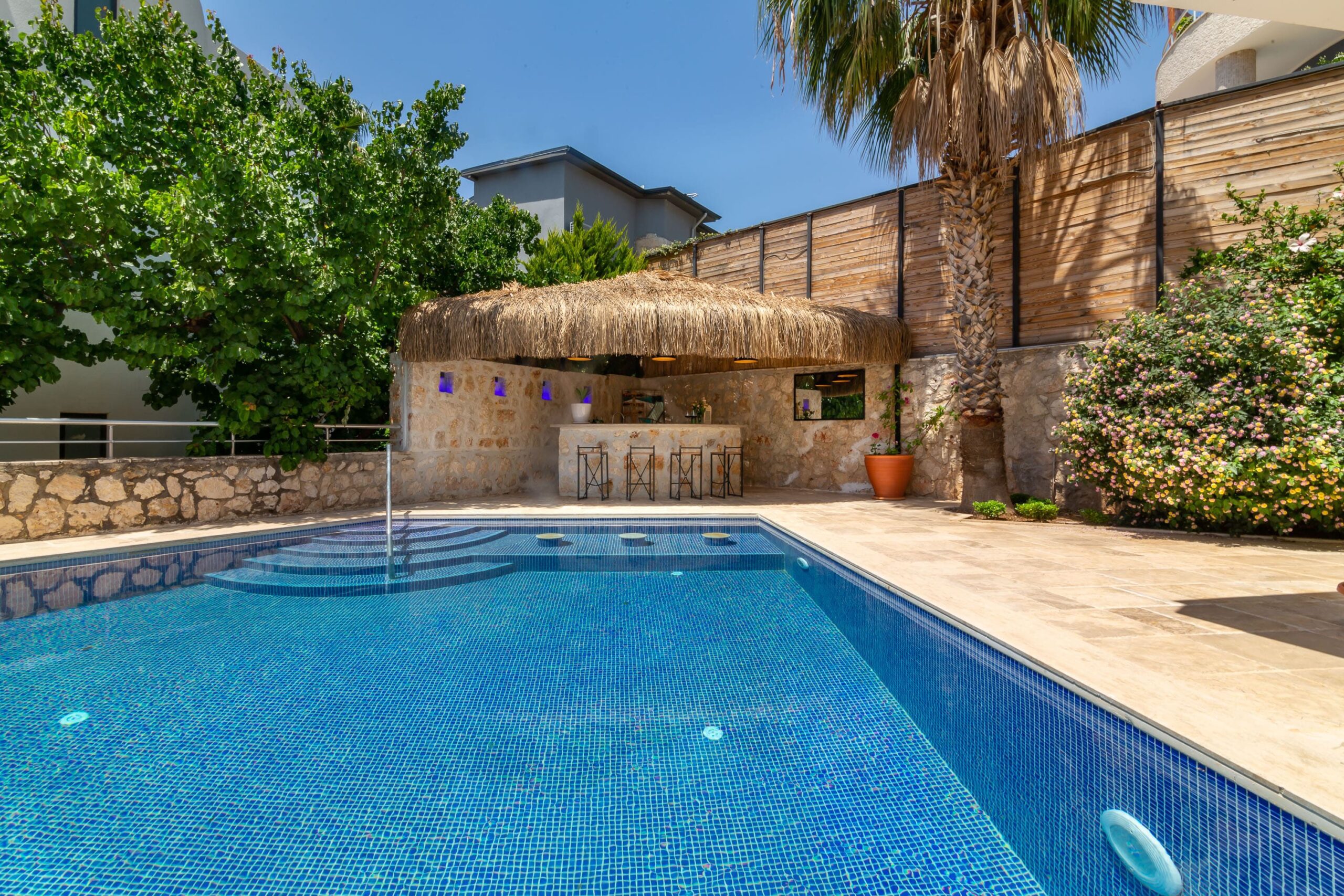 Outdoor pool with bar at The Grove, villas to rent in Kalkan, Turkey