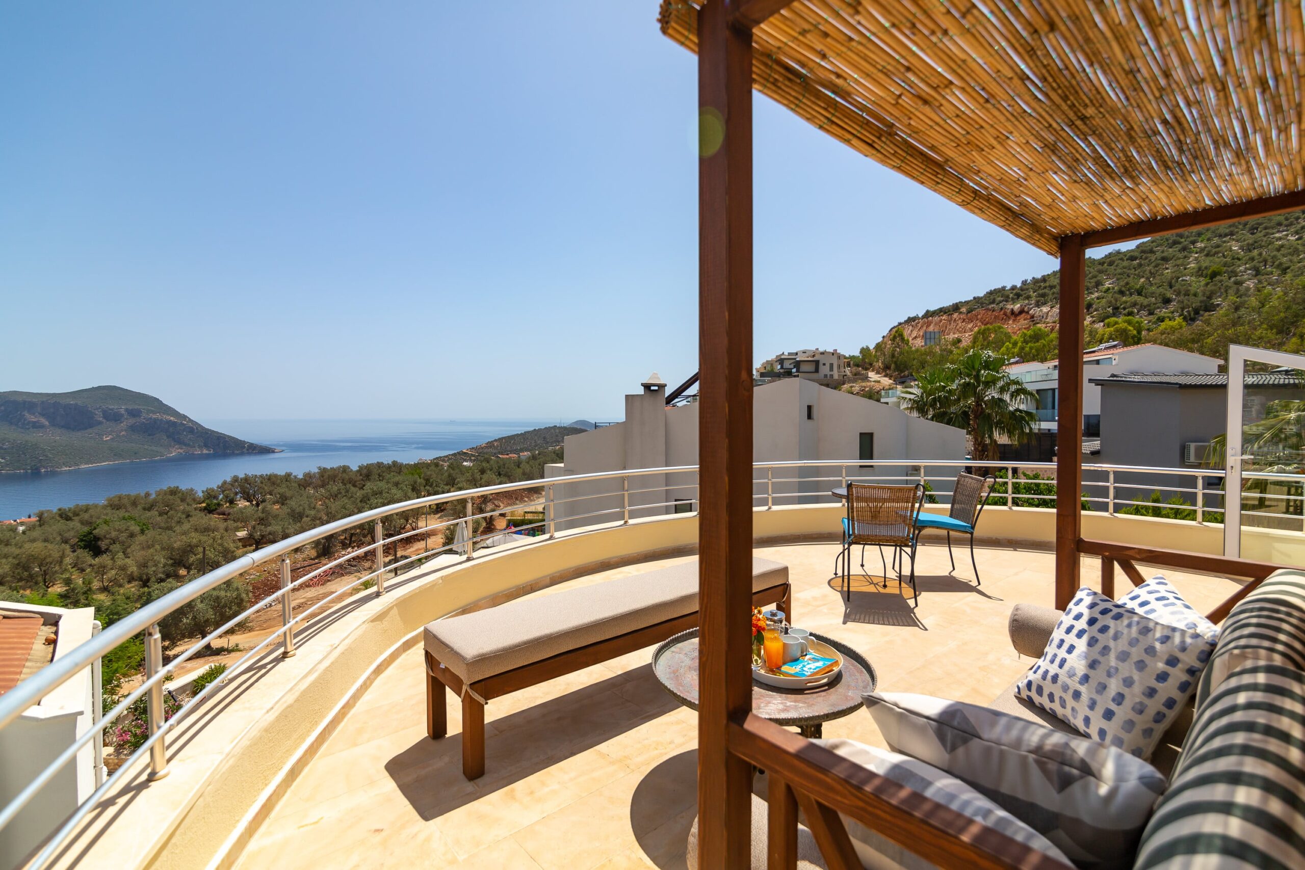 Balcony seating at The Grove, villas to rent in Kalkan, Turkey