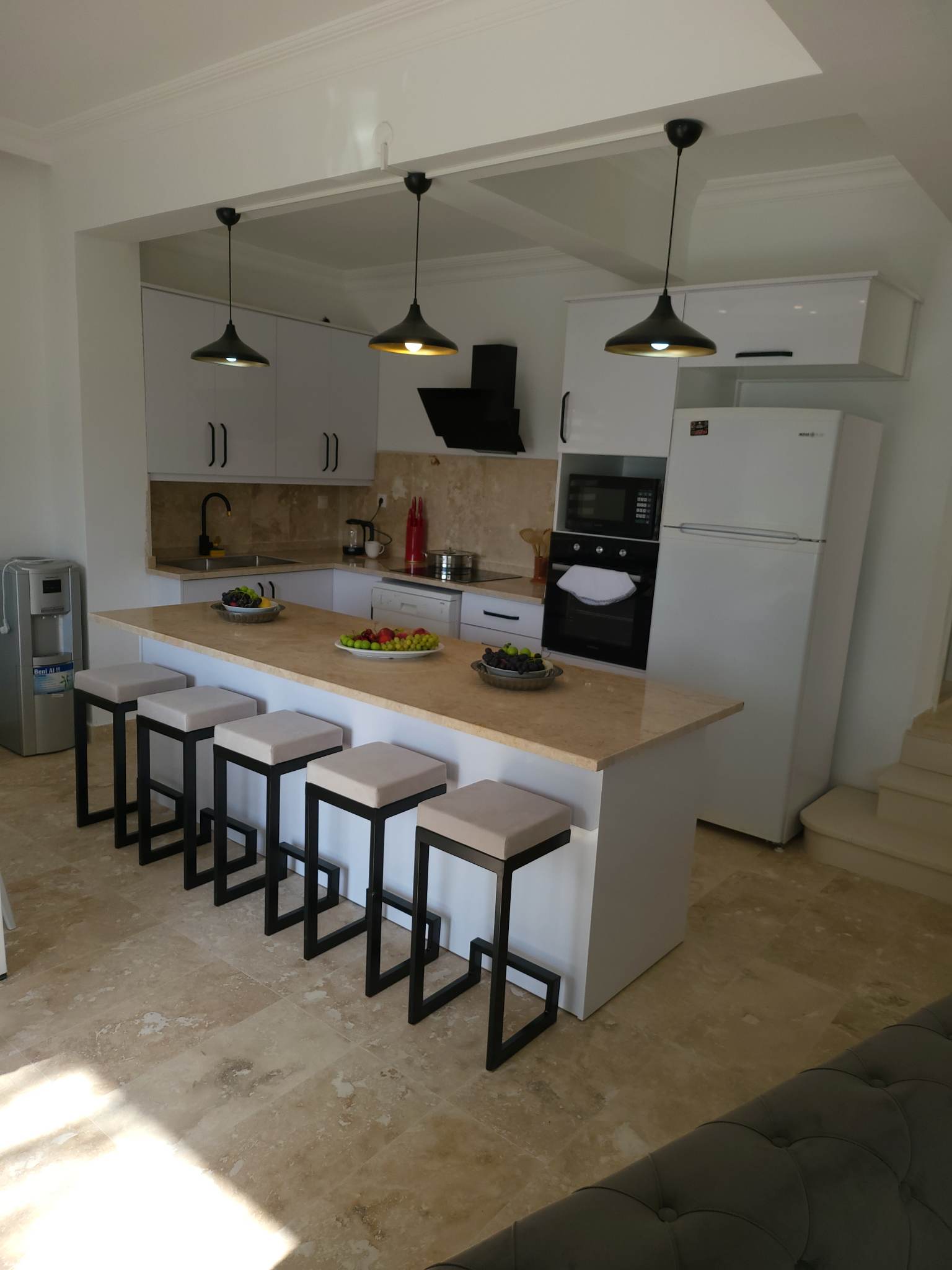 Kitchen with breakfast bar in Villa Happy, villa holiday in Kalkan, Turkey