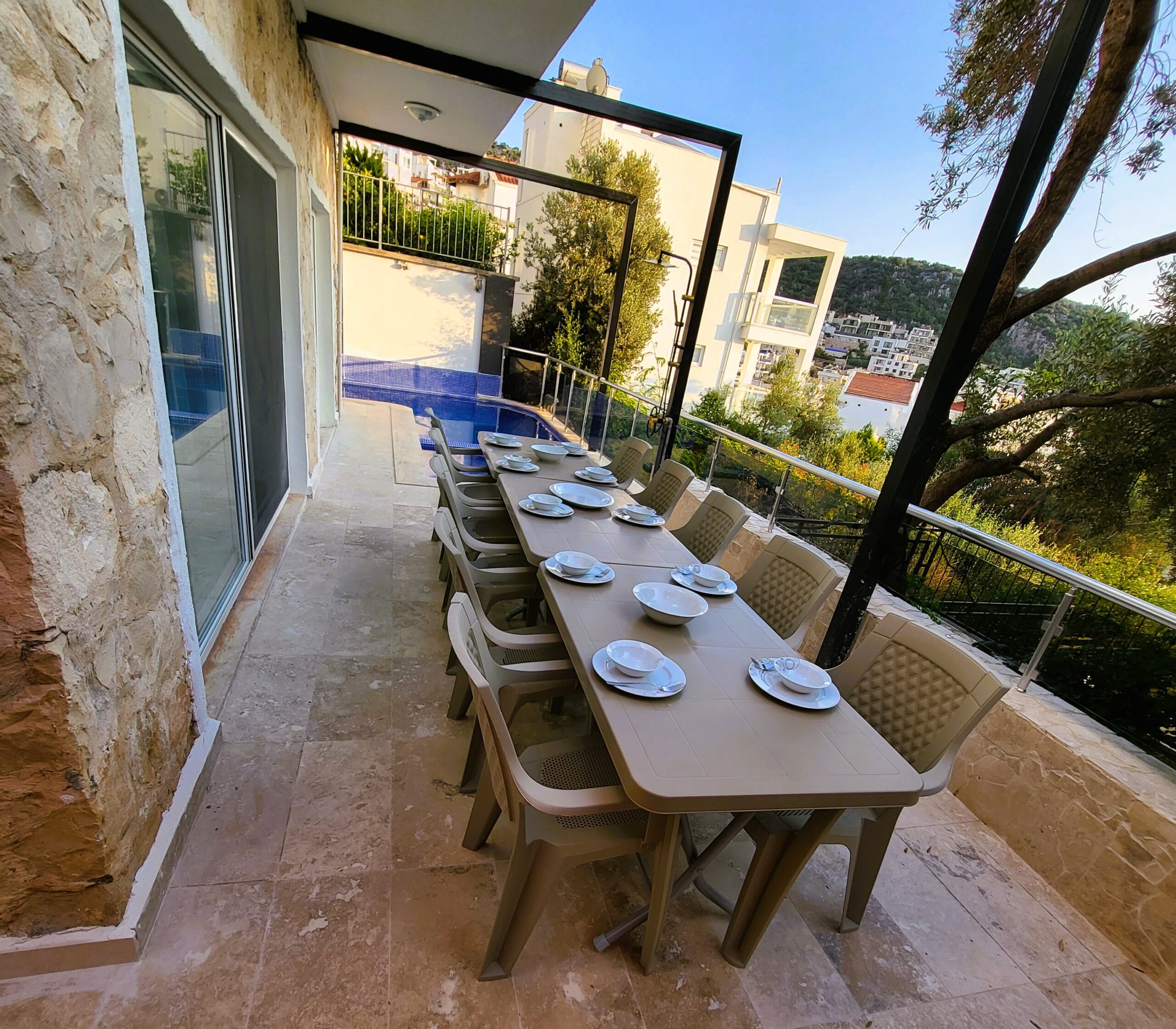 Outdoor dining area in Villa Happy, villa holiday in Kalkan, Turkey