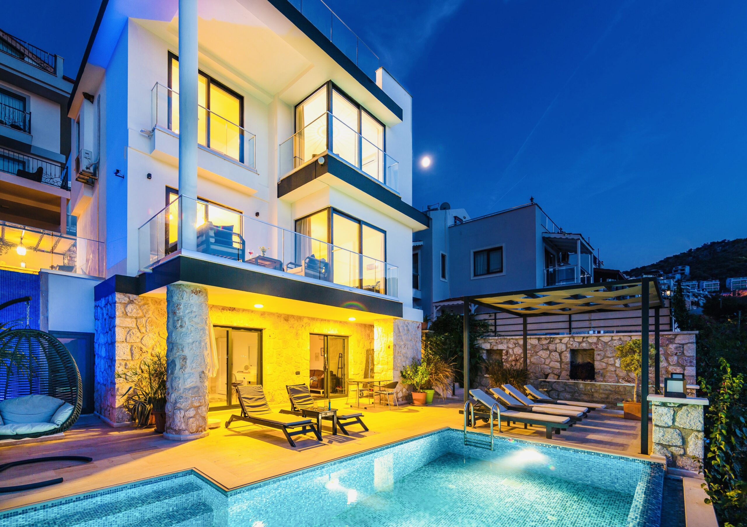 Front view of Villa Kisla Falls, villas to rent in Kalkan, Turkey